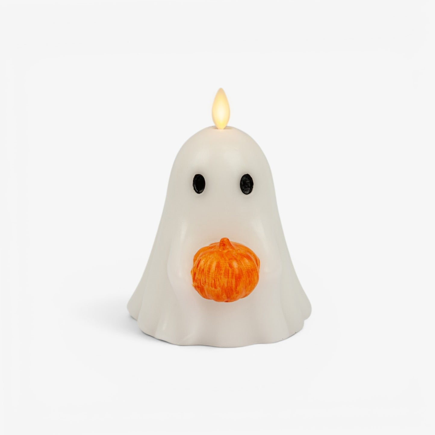 Bright White Ghost Holding Pumpkin
