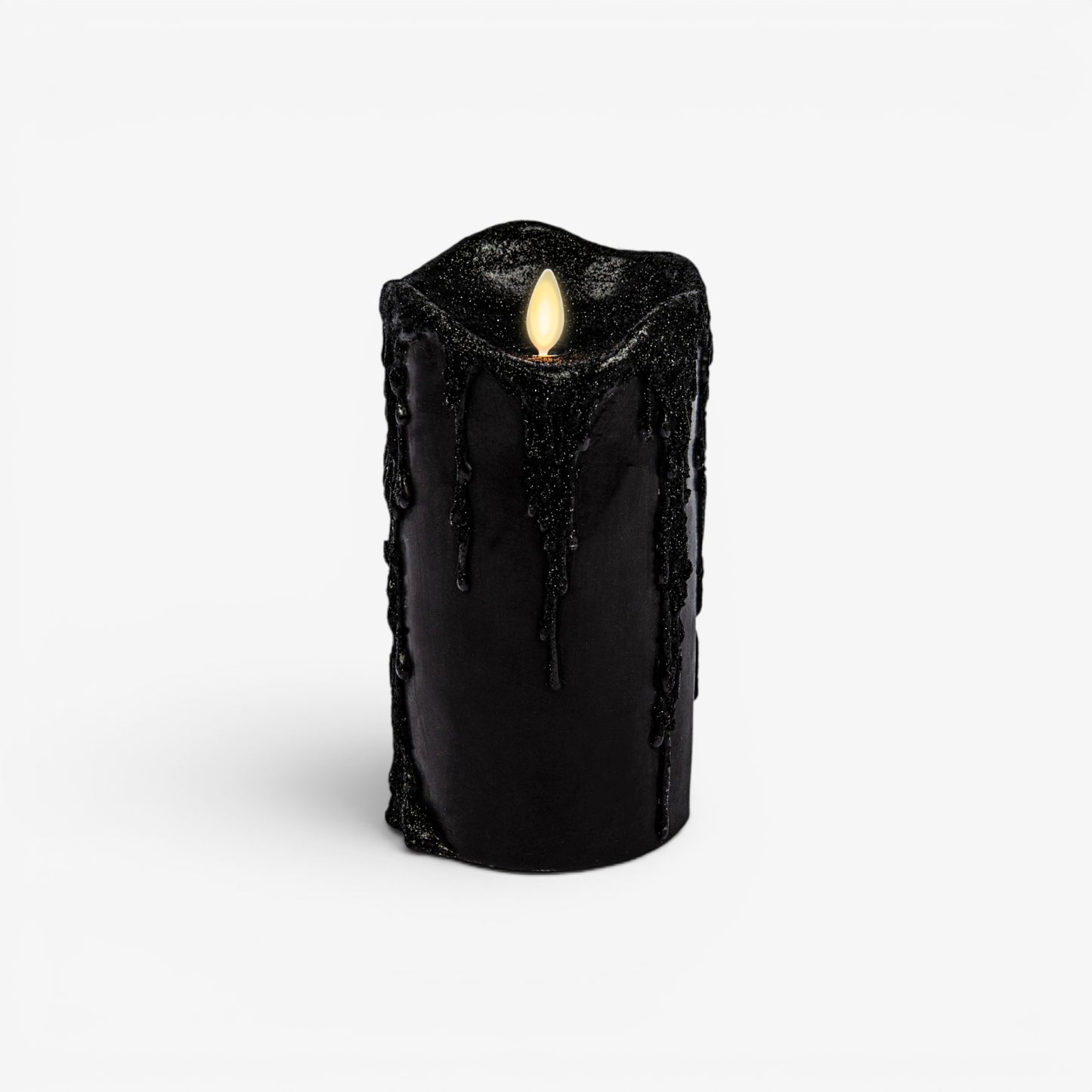 Glitter Black Heavy Wax Drip Pillar