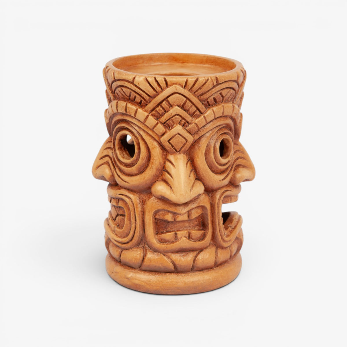 Golden Oak Wraparound Tiki Candle Holder