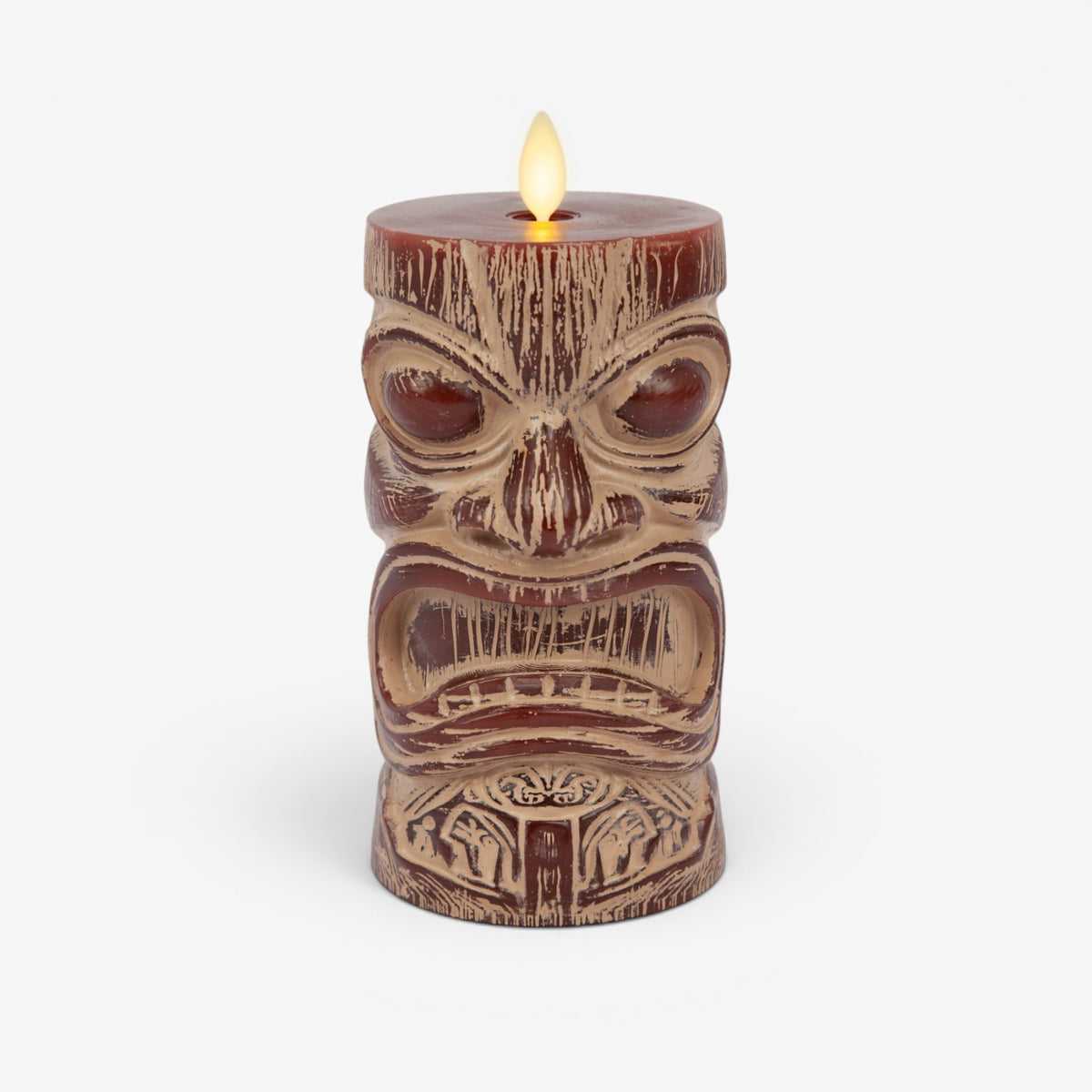 Cherry Mahogany Chalky Tiki Flameless Candle Pillar