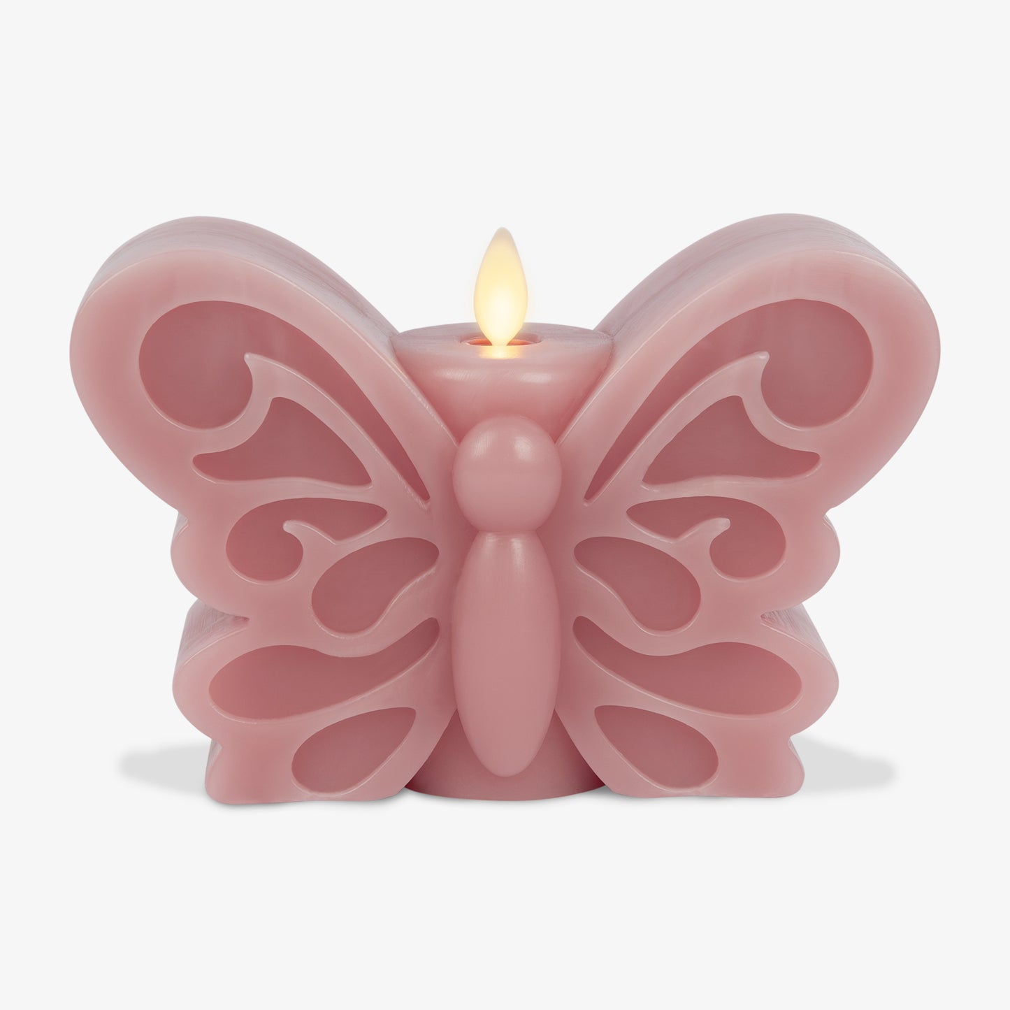 Blooming Mauve Flameless Candle Butterfly