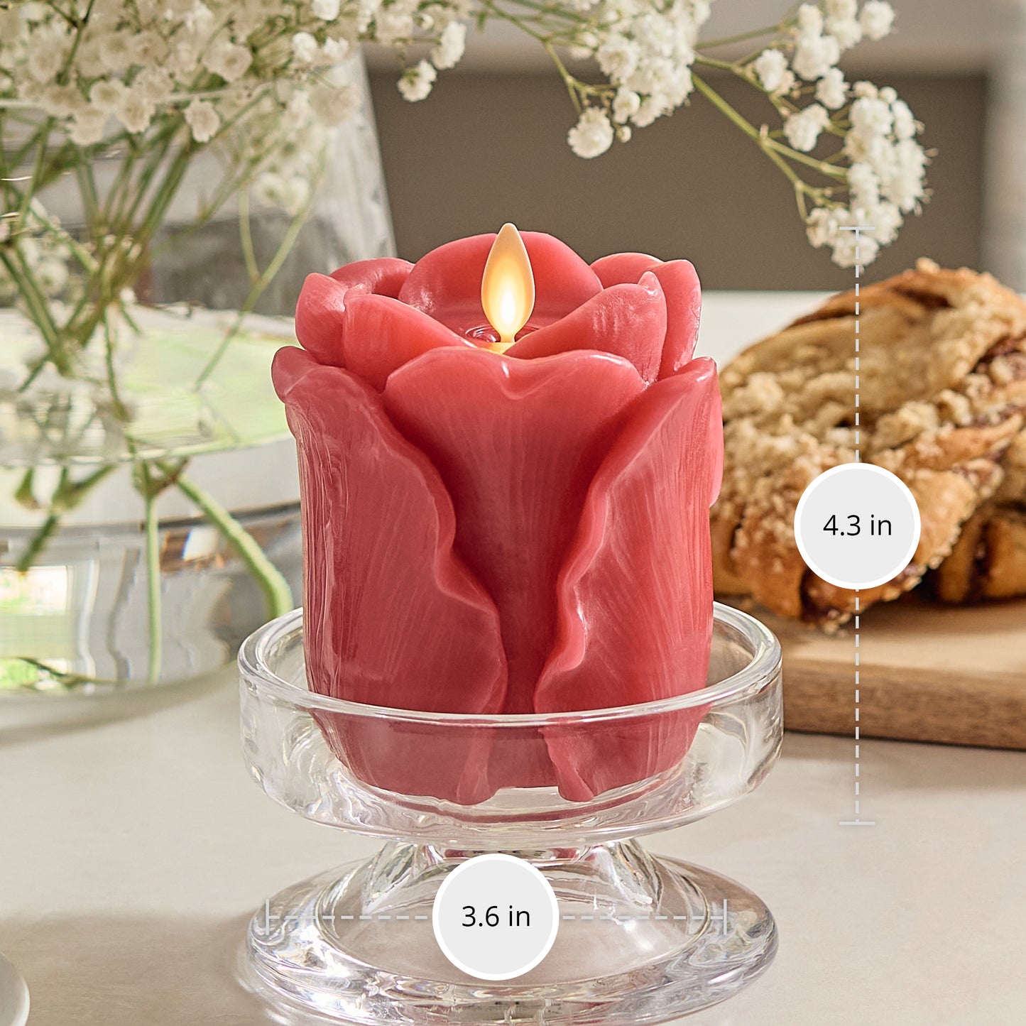 True Red Flameless Candle Rose Bud