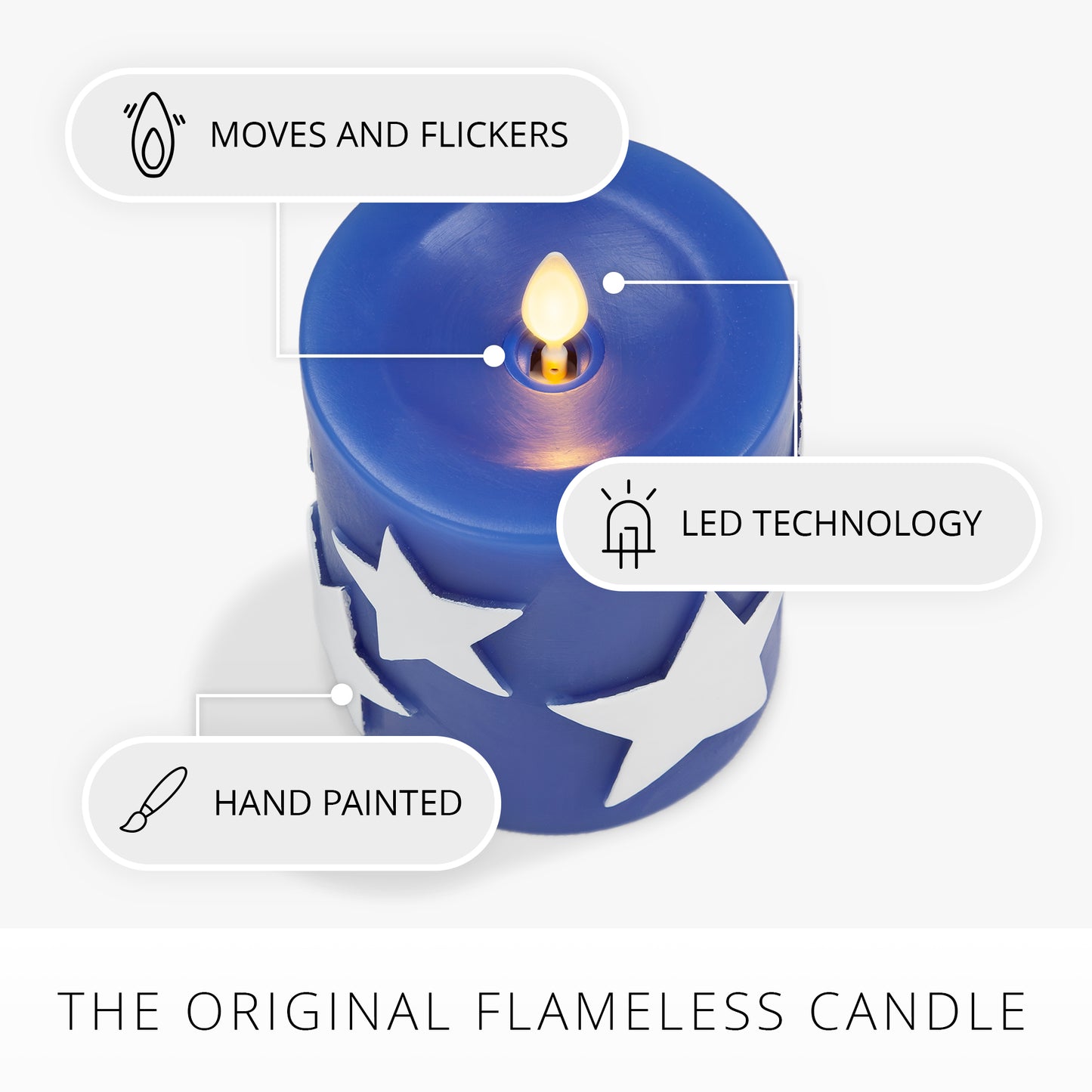 Set of 2 Stars & Stripes Flameless Candle Pillars