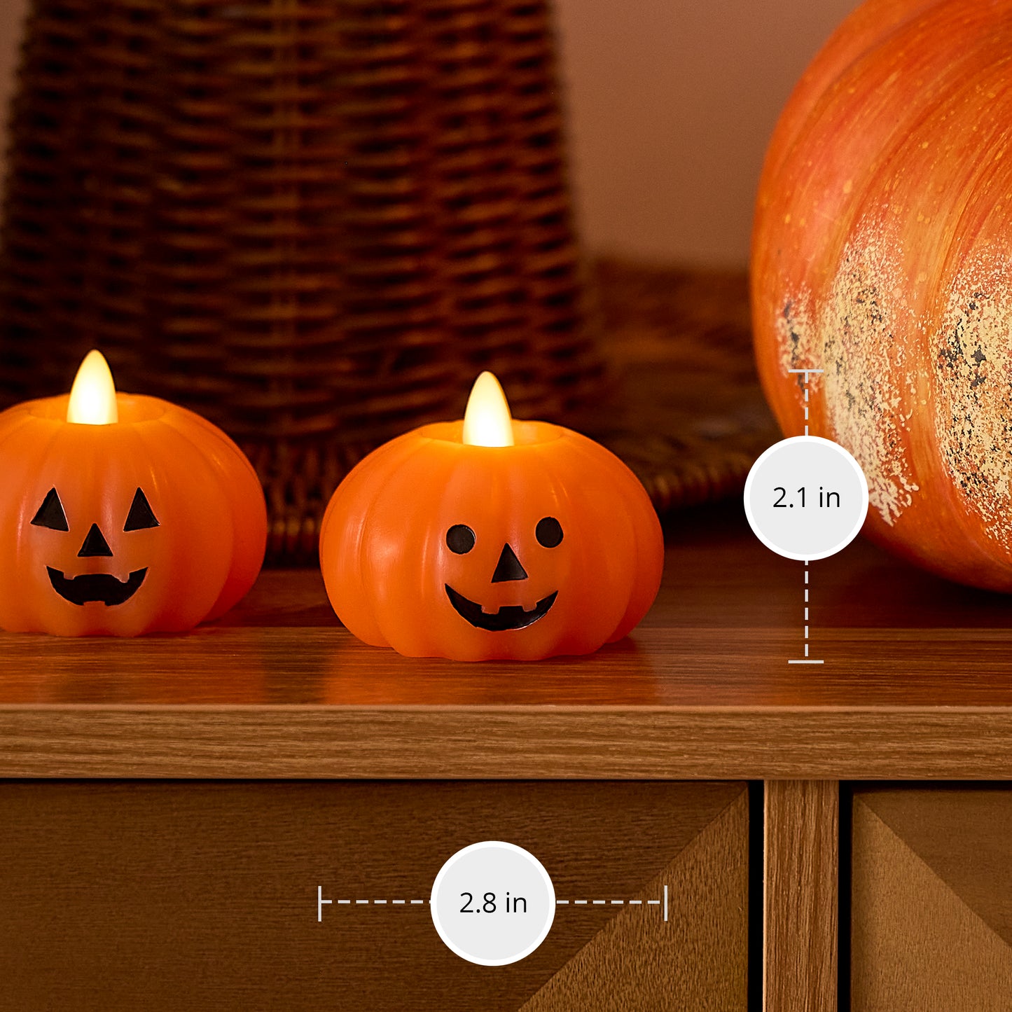 Russet Orange Flameless Candle Jack-o-lantern Tealights