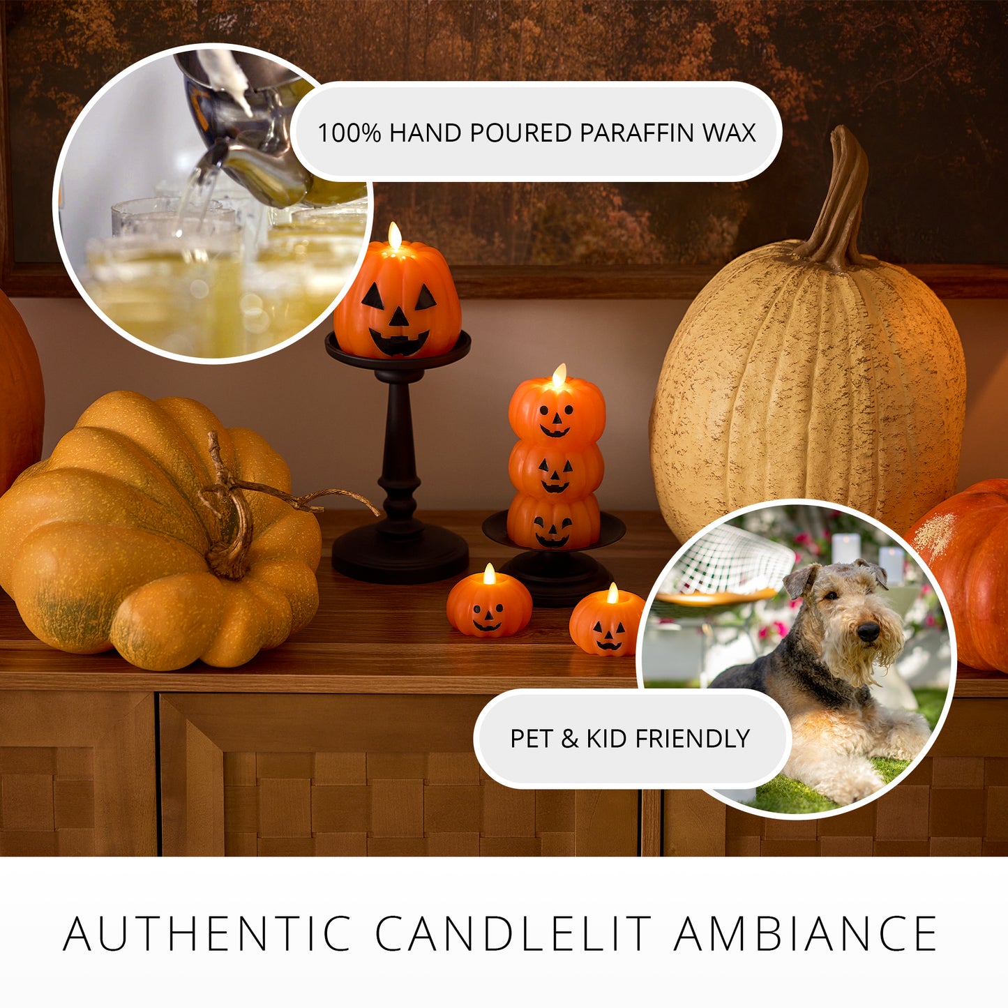 Russet Orange Flameless Candle Jack-o-lantern Tealights