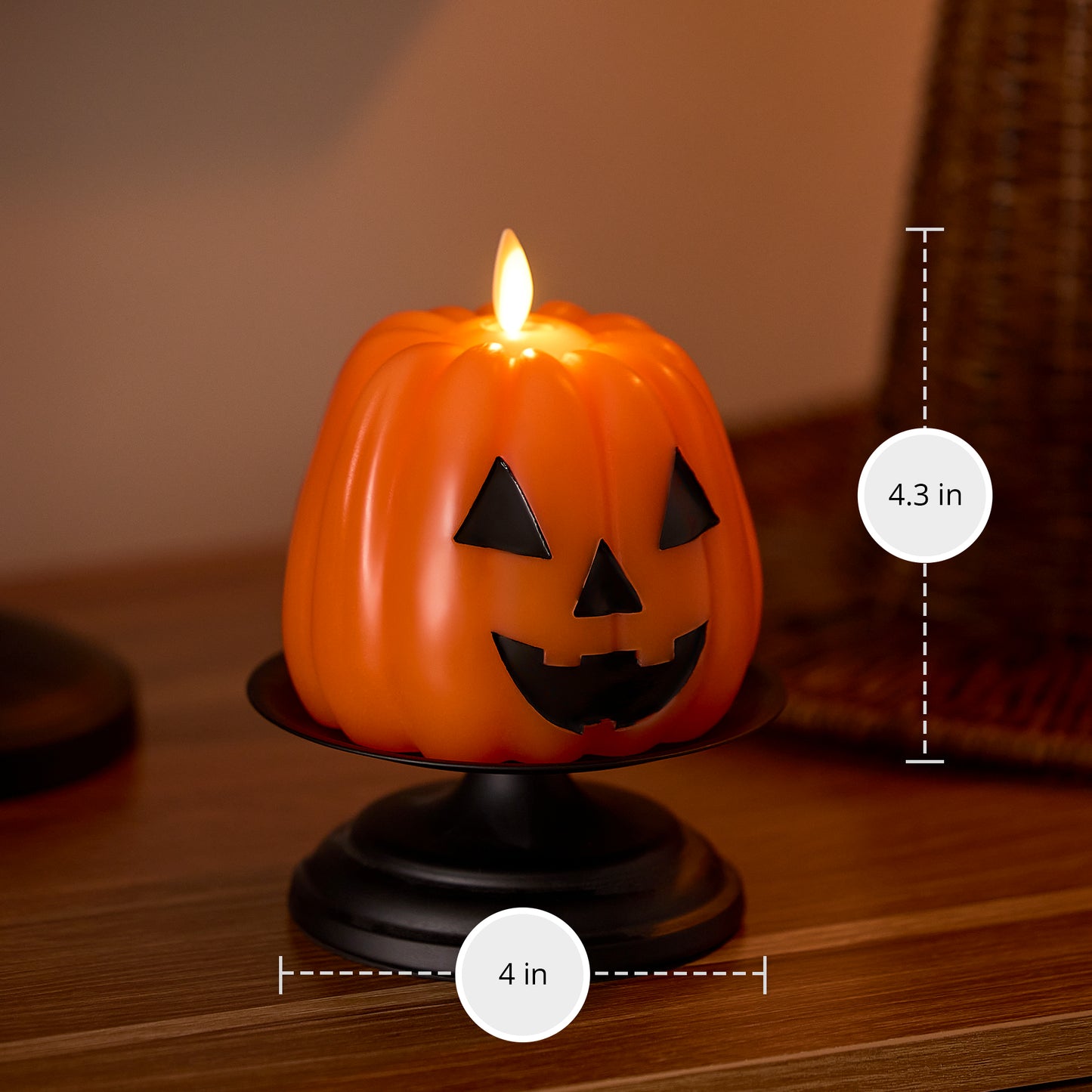 Russet Orange Flameless Candle Jack-o-lantern