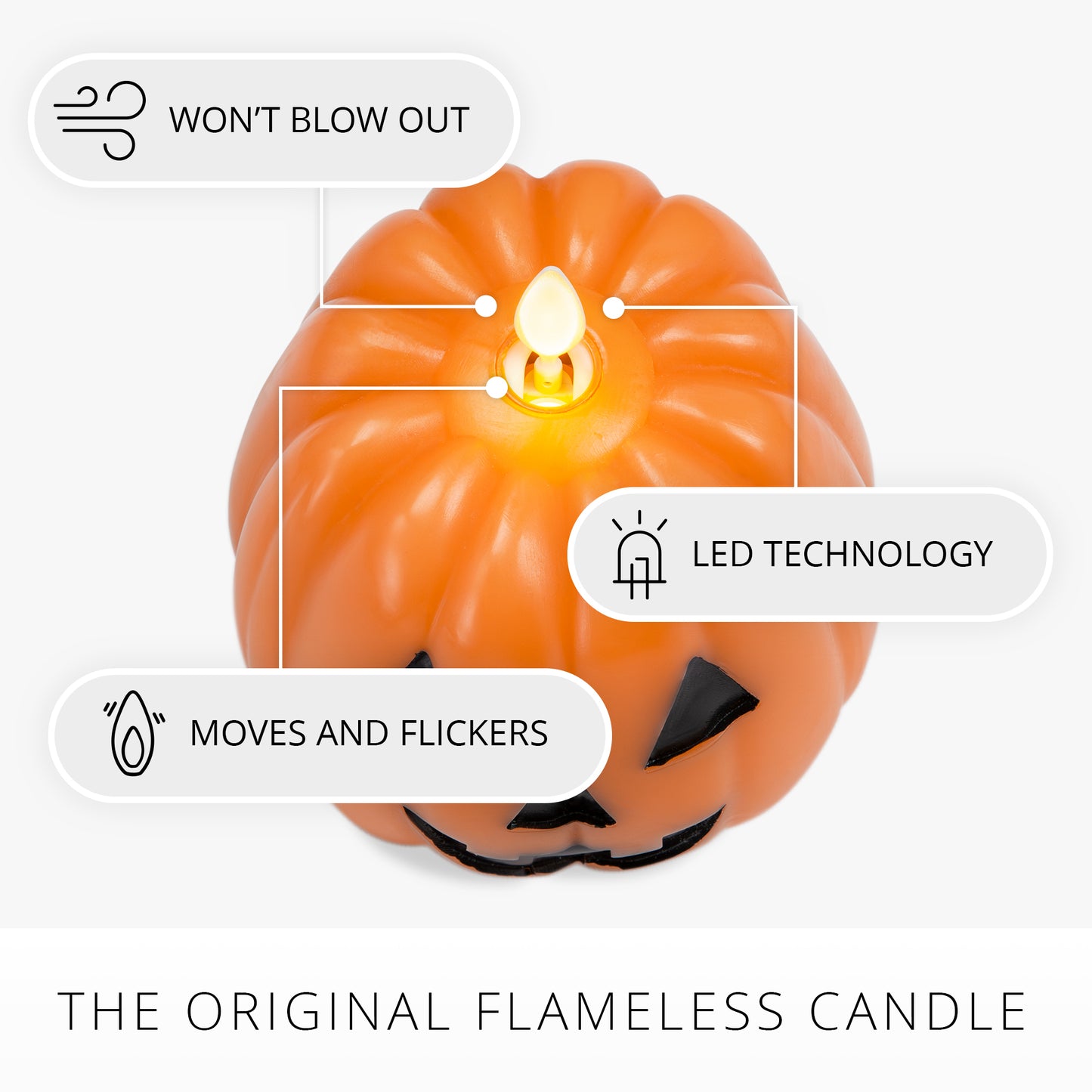 Russet Orange Flameless Candle Jack-o-lantern
