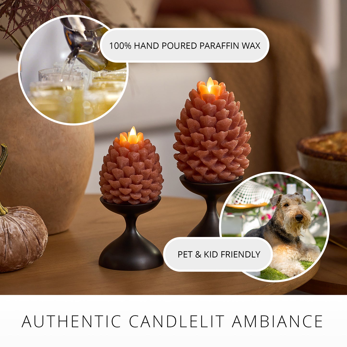 Caramel Café Flameless Candle Pinecones