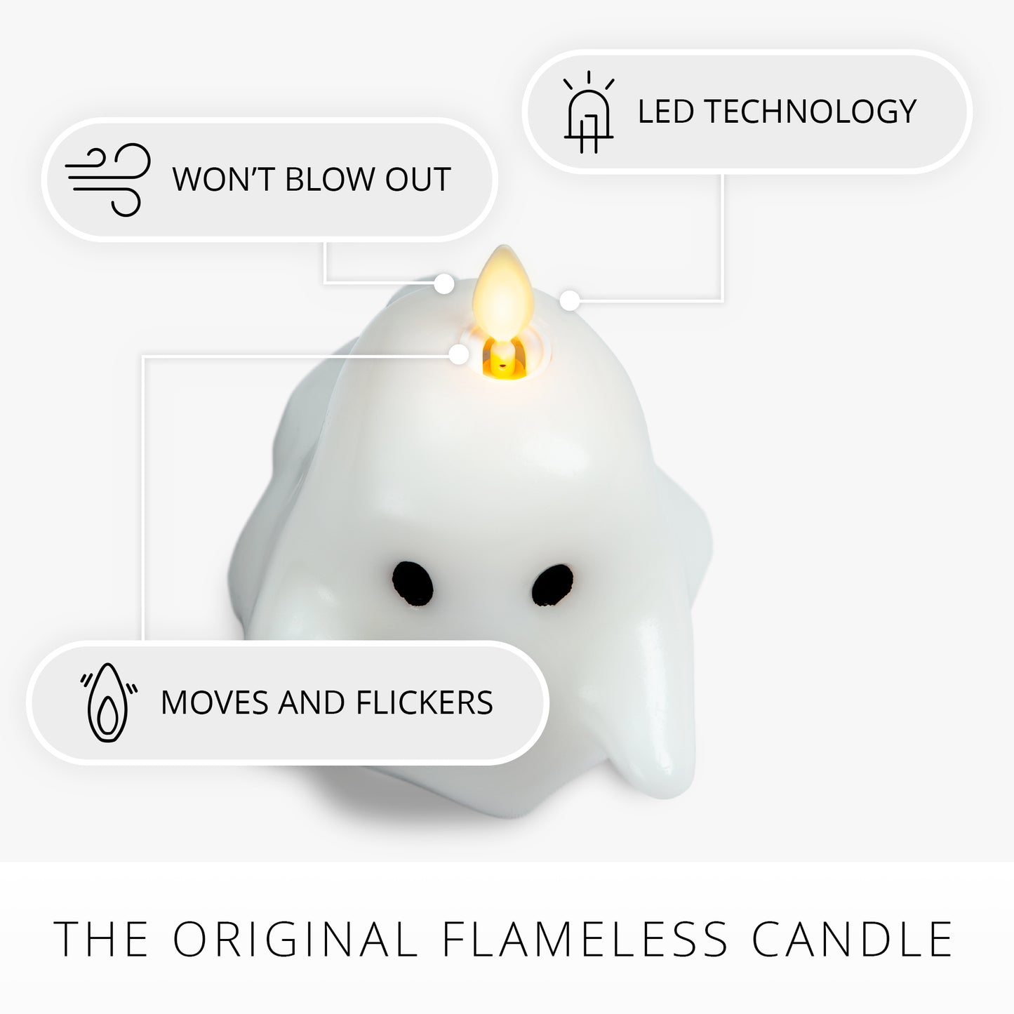 Bright White Flameless Candle Spooky Ghost