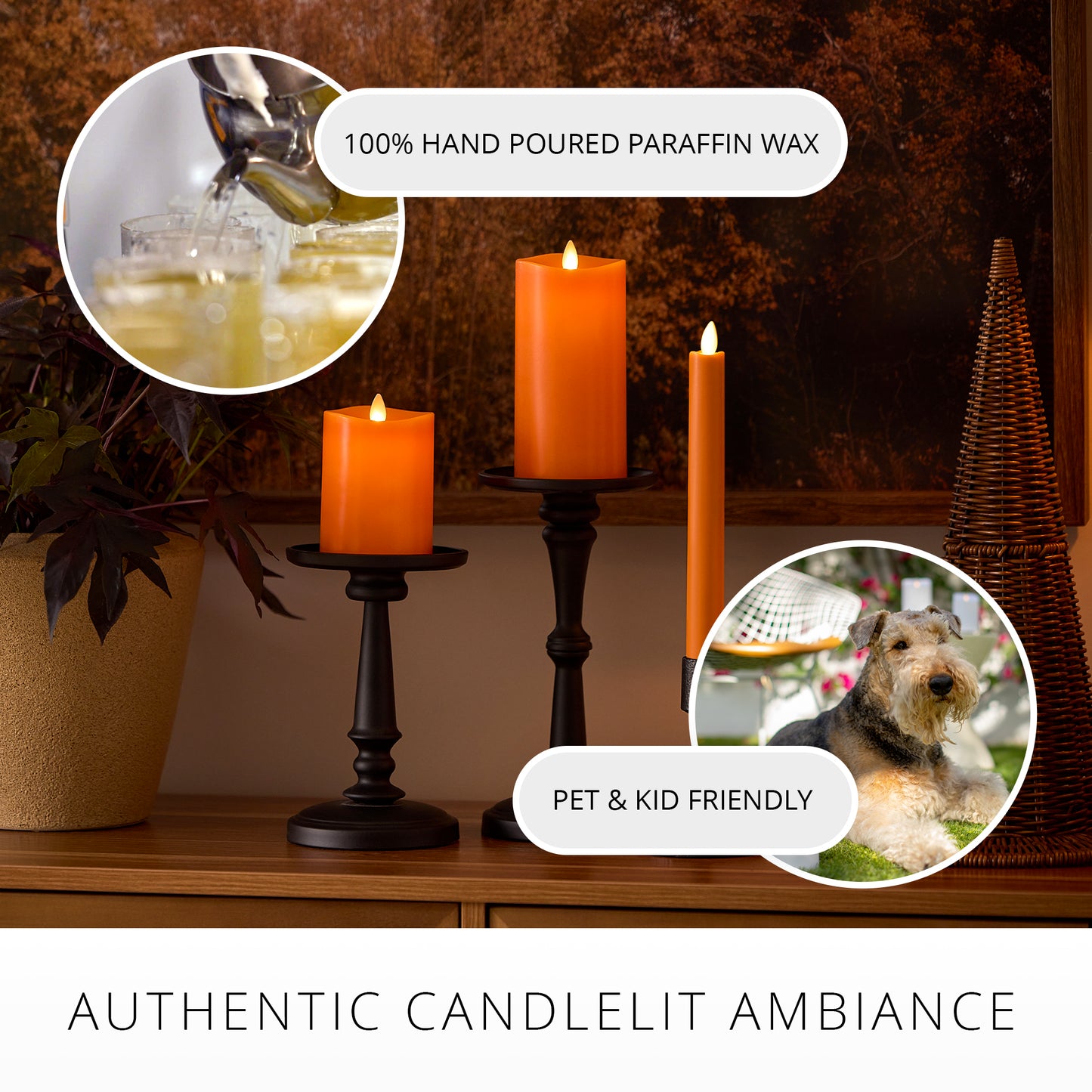 Russet Orange Flameless Candle Pillar