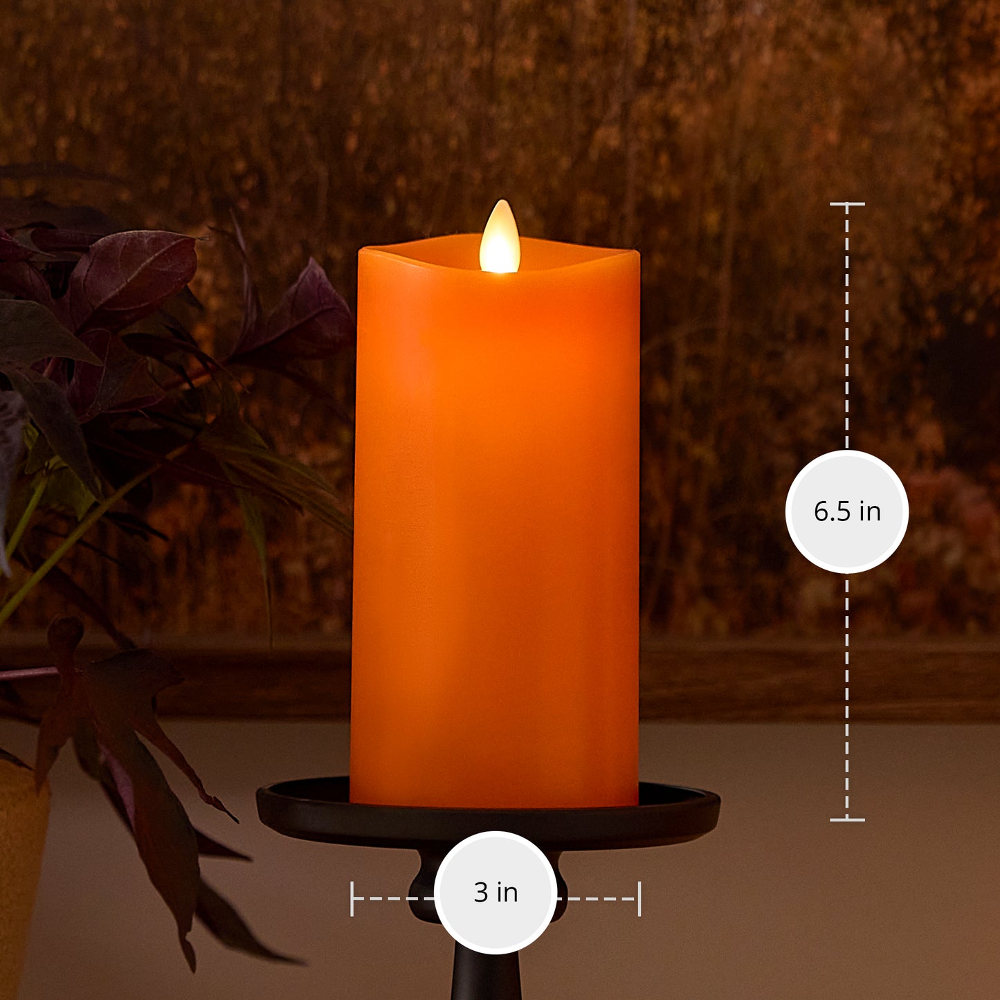 Russet Orange Flameless Candle Pillar