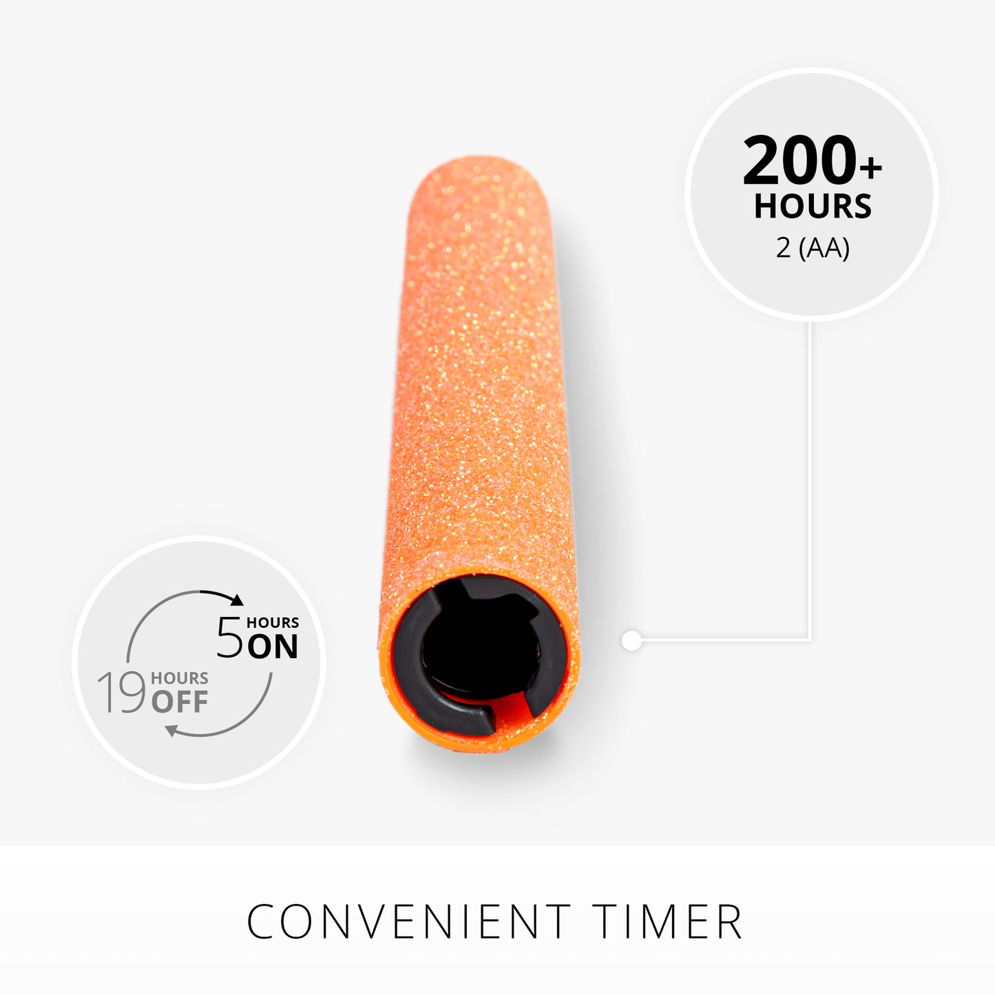 Russet Orange Glitter Flameless Candle Taper