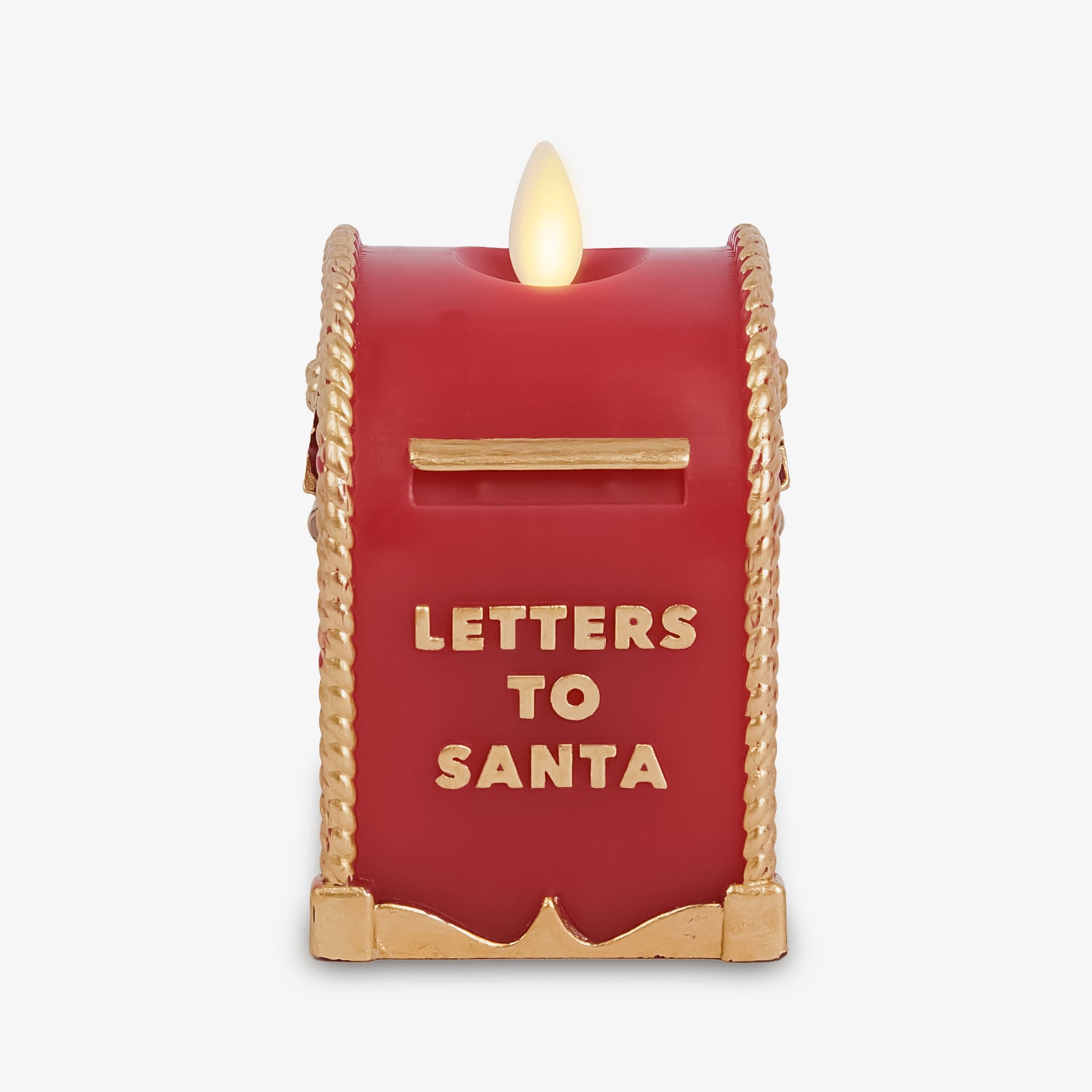 Holiday Red Flamless Candle Santa Mailbox