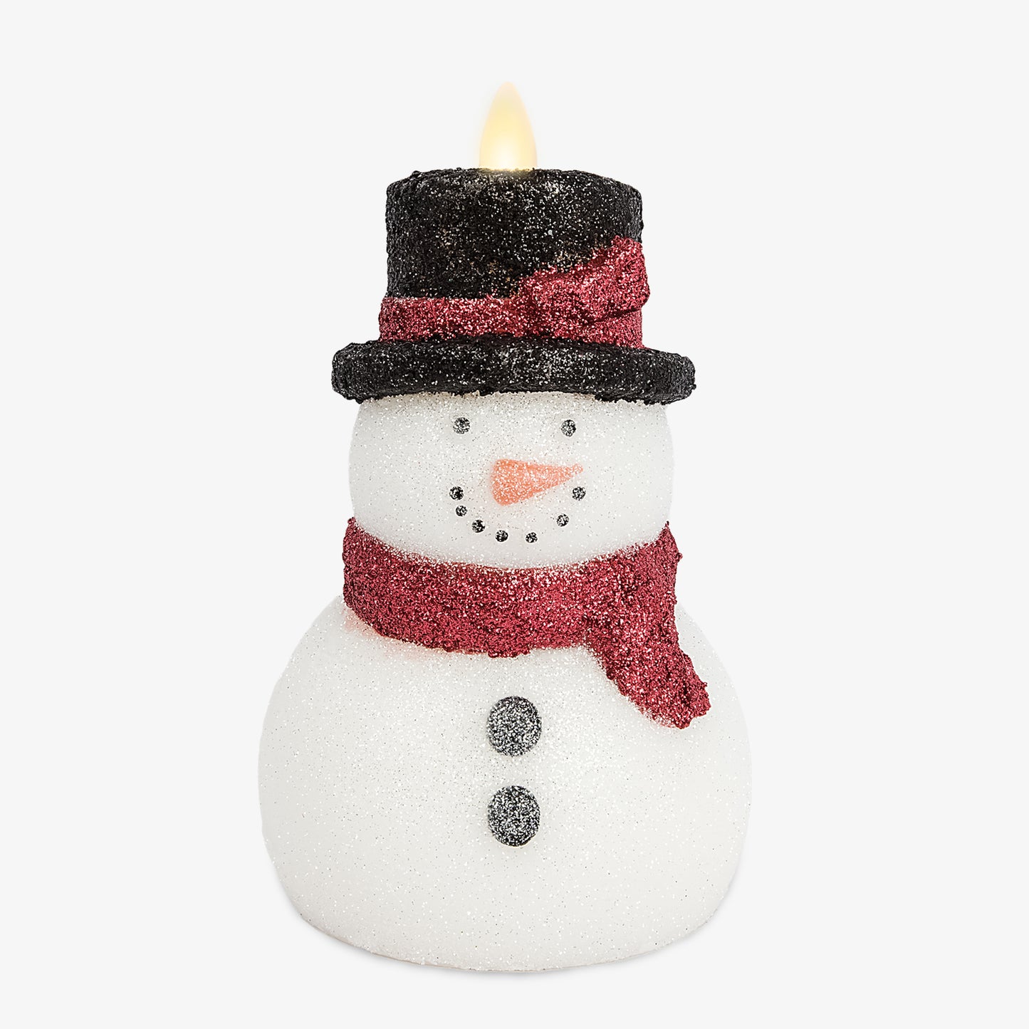 White Glitter Flameless Candle Snowgirl