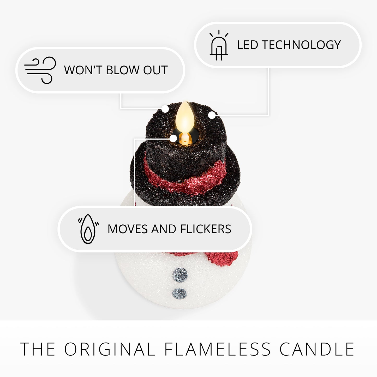 White Glitter Flameless Candle Snowgirl
