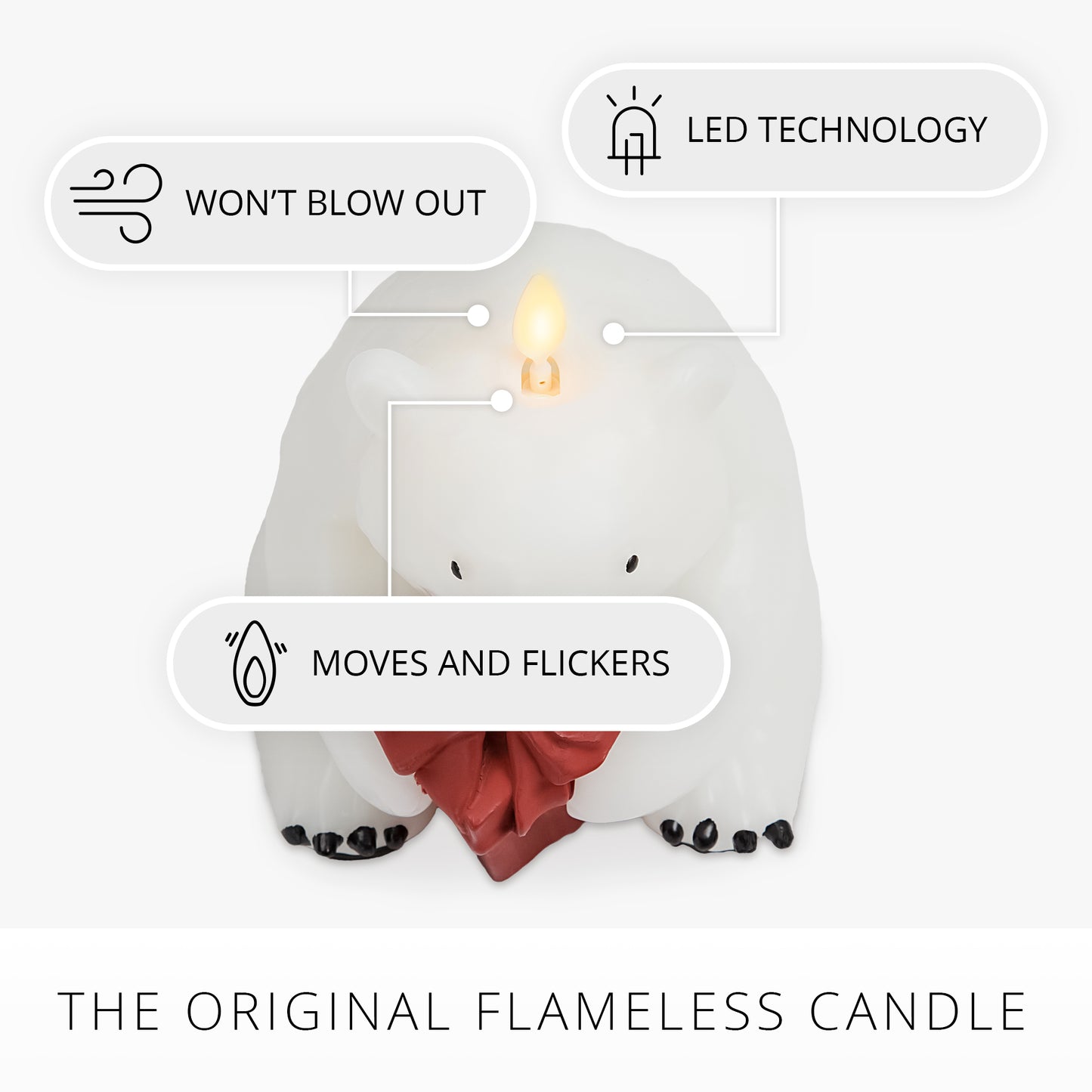 Star White Flameless Candle Polar Bear