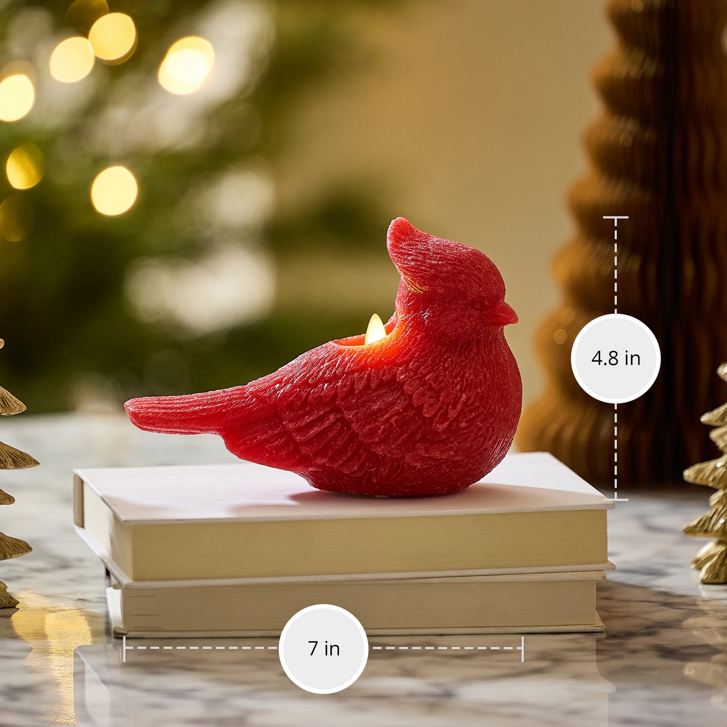 Holiday Red Glitter Flameless Candle Cardinal
