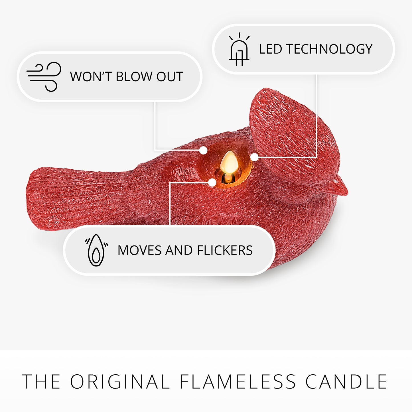 Holiday Red Glitter Flameless Candle Cardinal