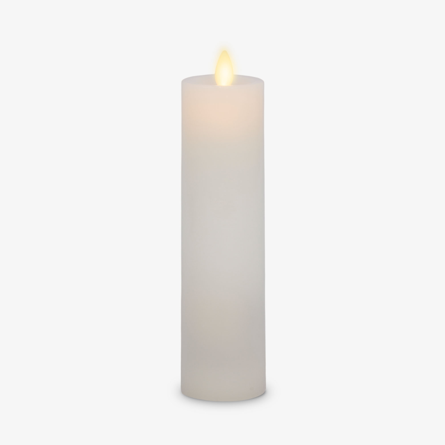 White Flameless Candle Slim Pillar - Recessed Top