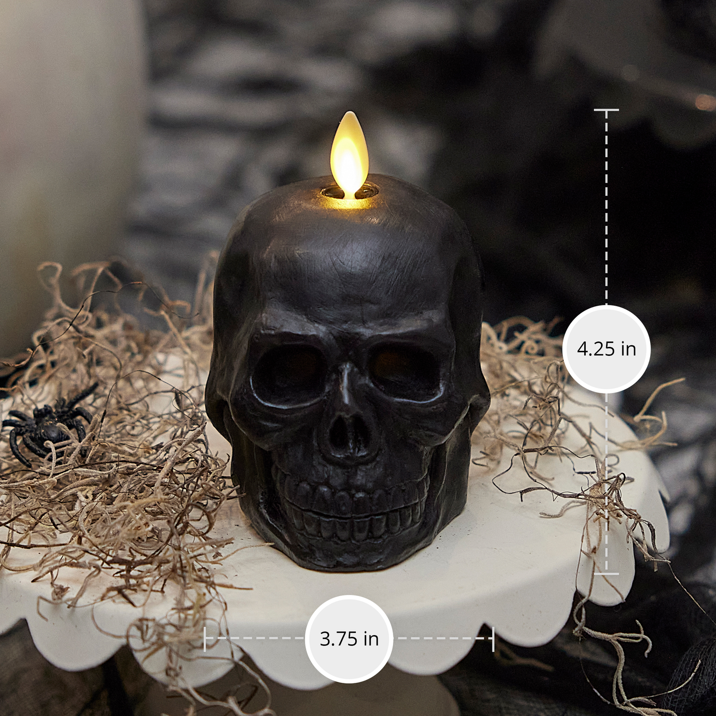Small Black Flameless Candle Skull