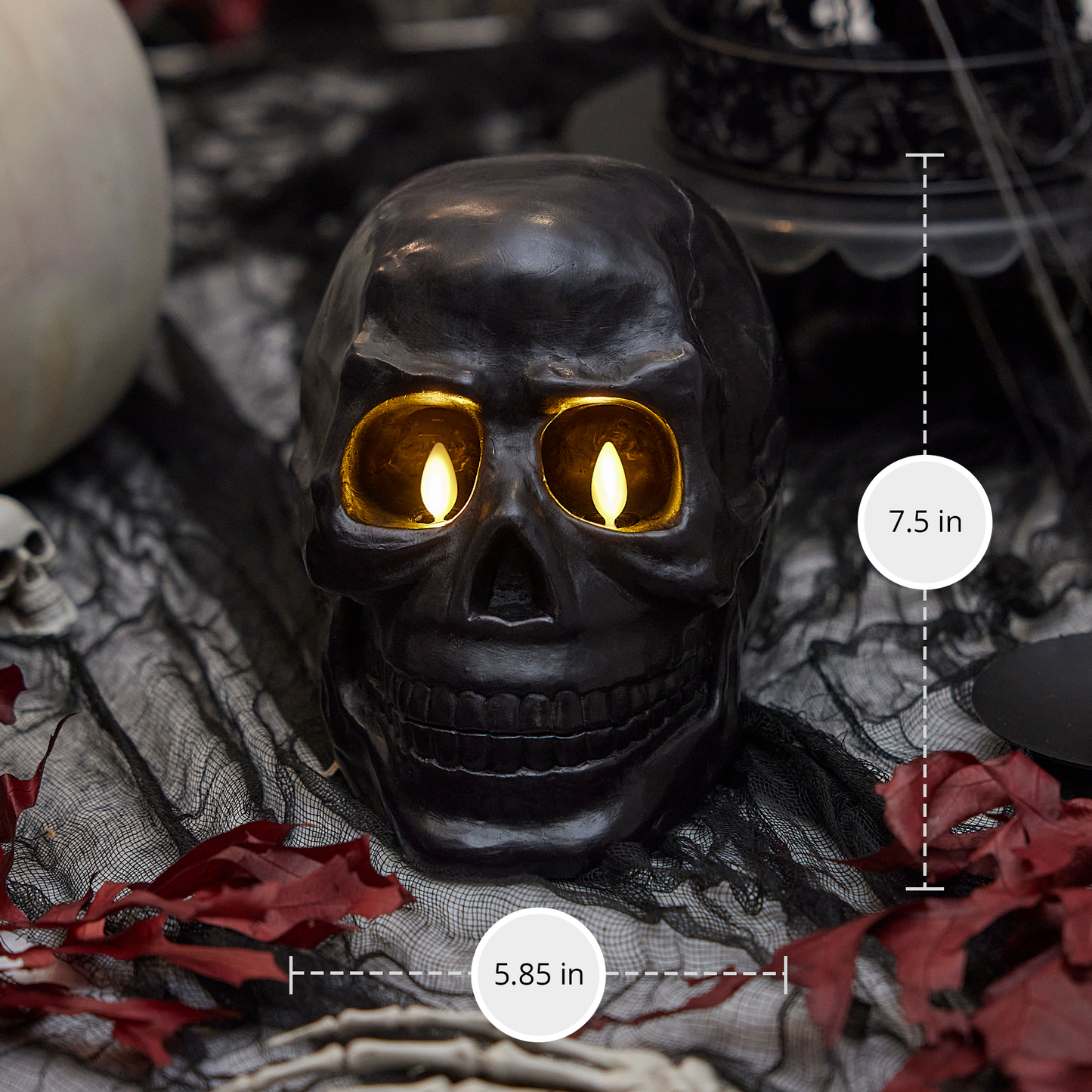 Large Black Flameless Candle Skull