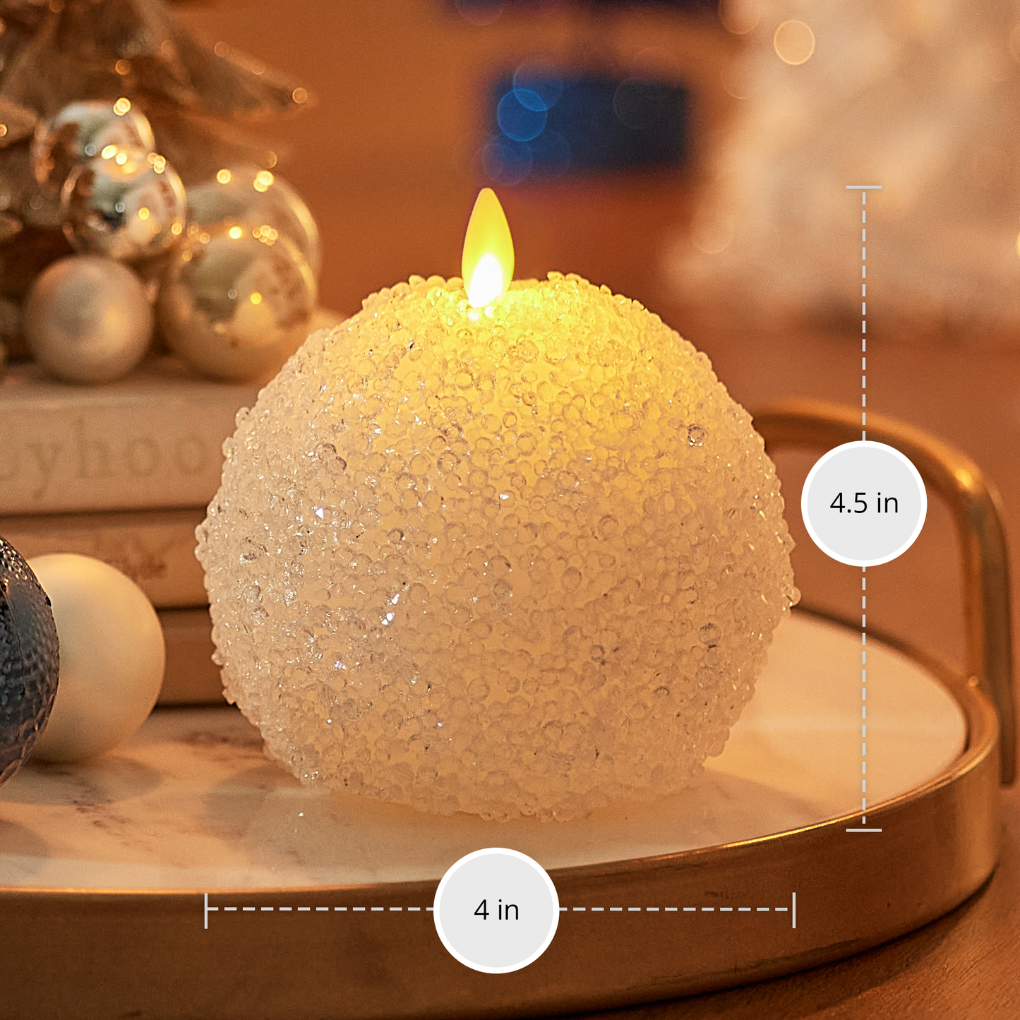 Flameless Candle Crystal Beaded Sphere