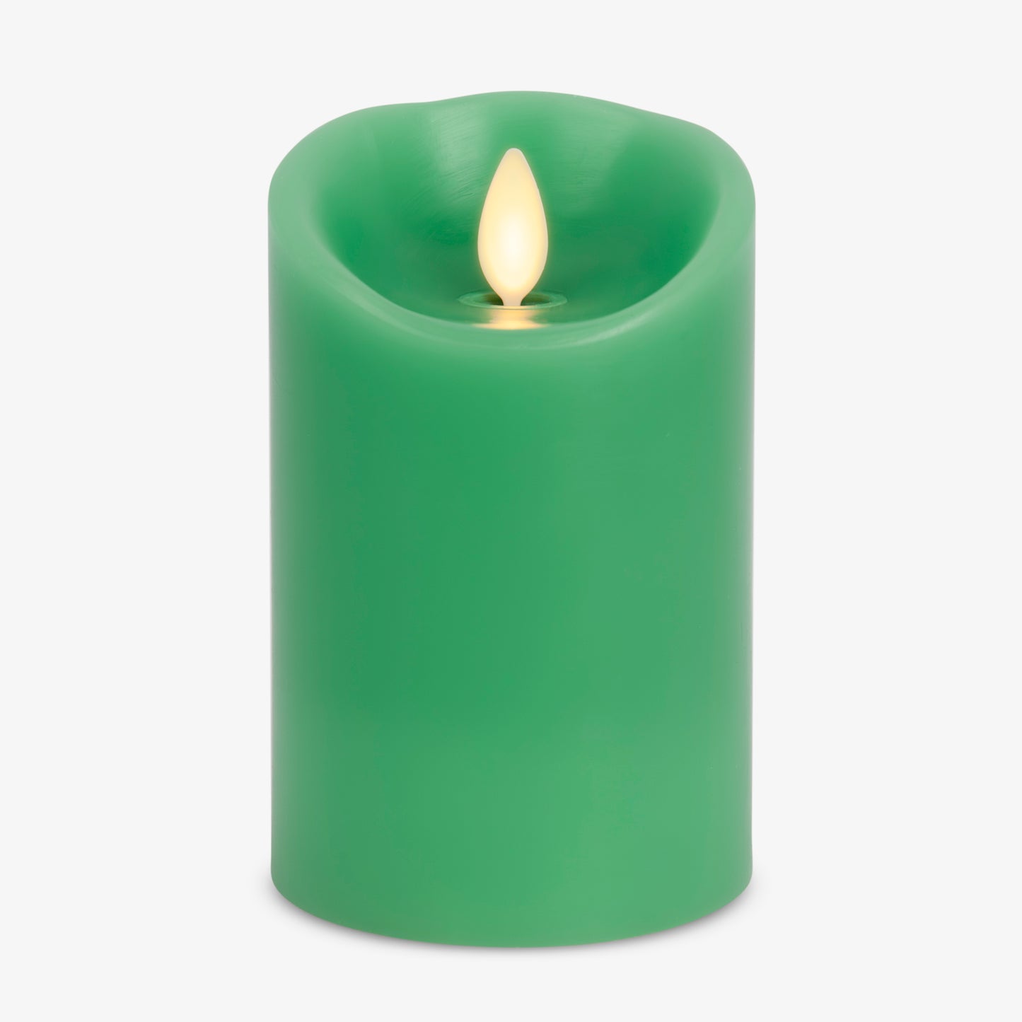 Vibrant Green Flameless Candle Pillar - Scallop Top - 3" Width