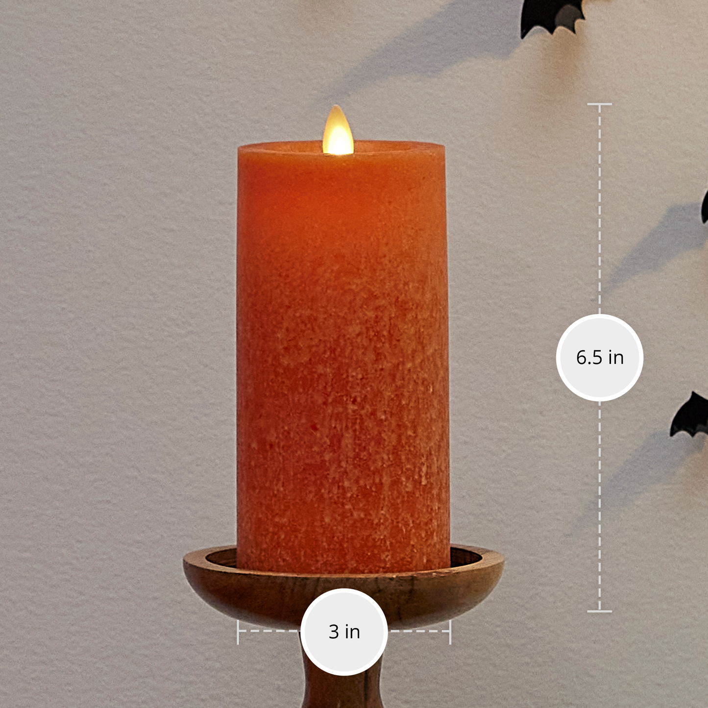 Harvest Pumpkin Seaglass Flameless Candle Pillar - Recessed Top