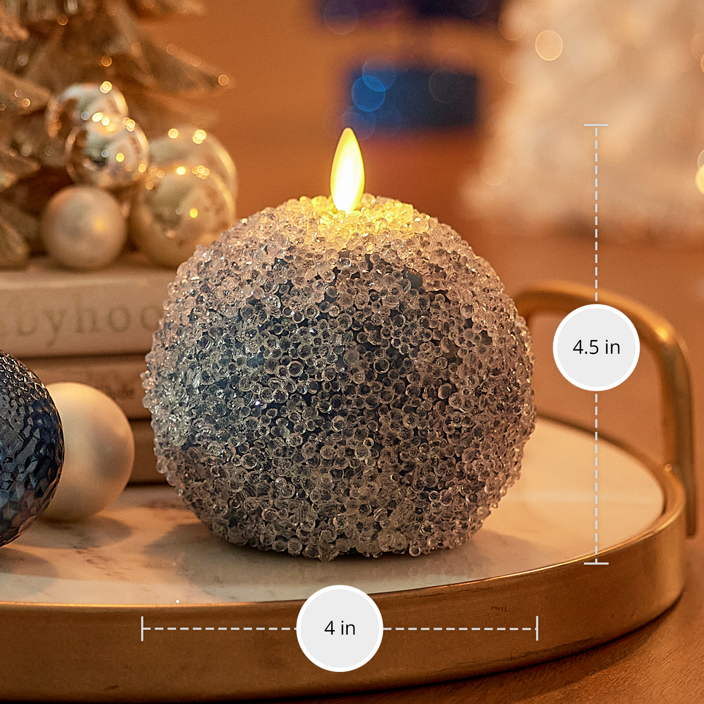 Flameless Candle Crystal Beaded Sphere