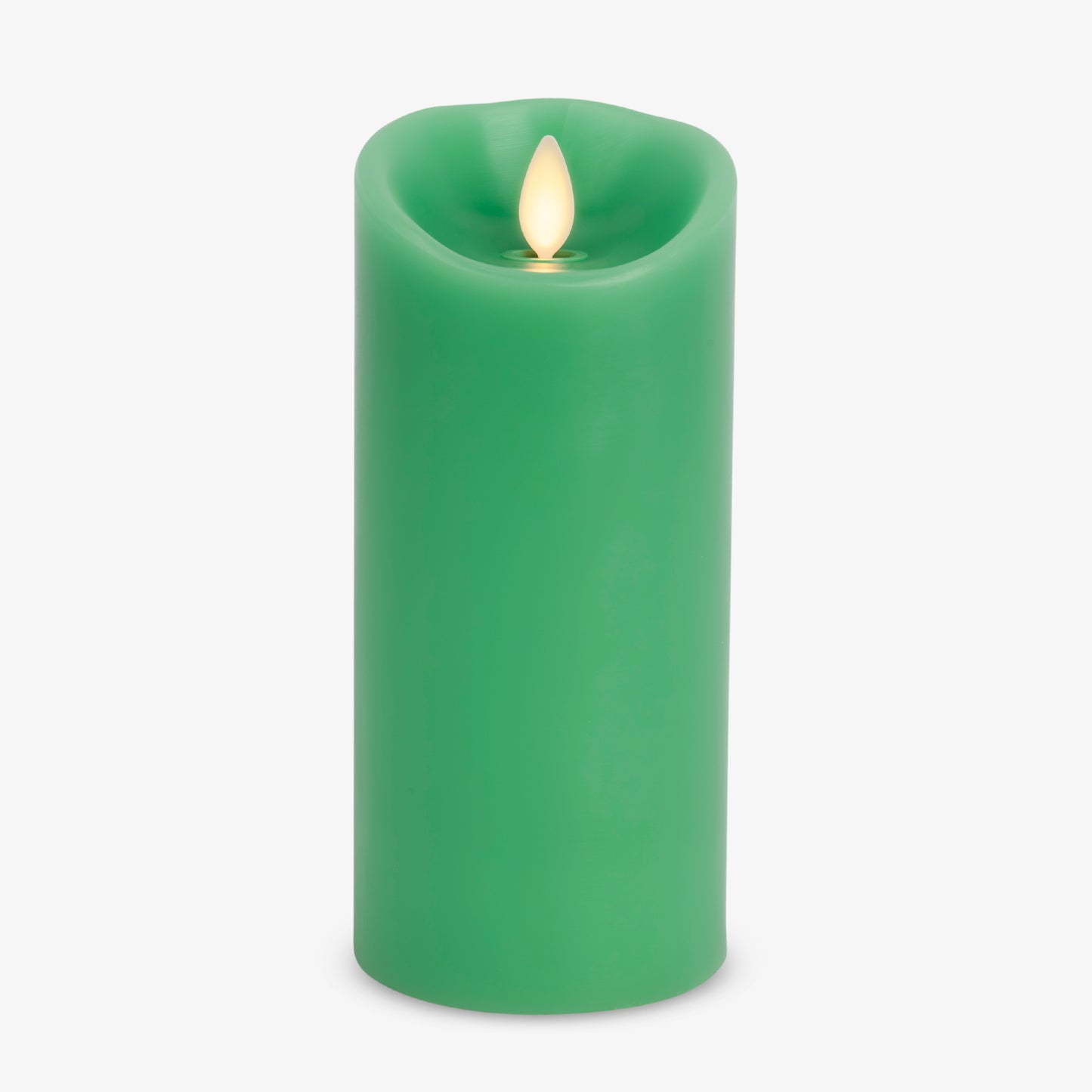 Vibrant Green Flameless Candle Pillar - Scallop Top - 3" Width