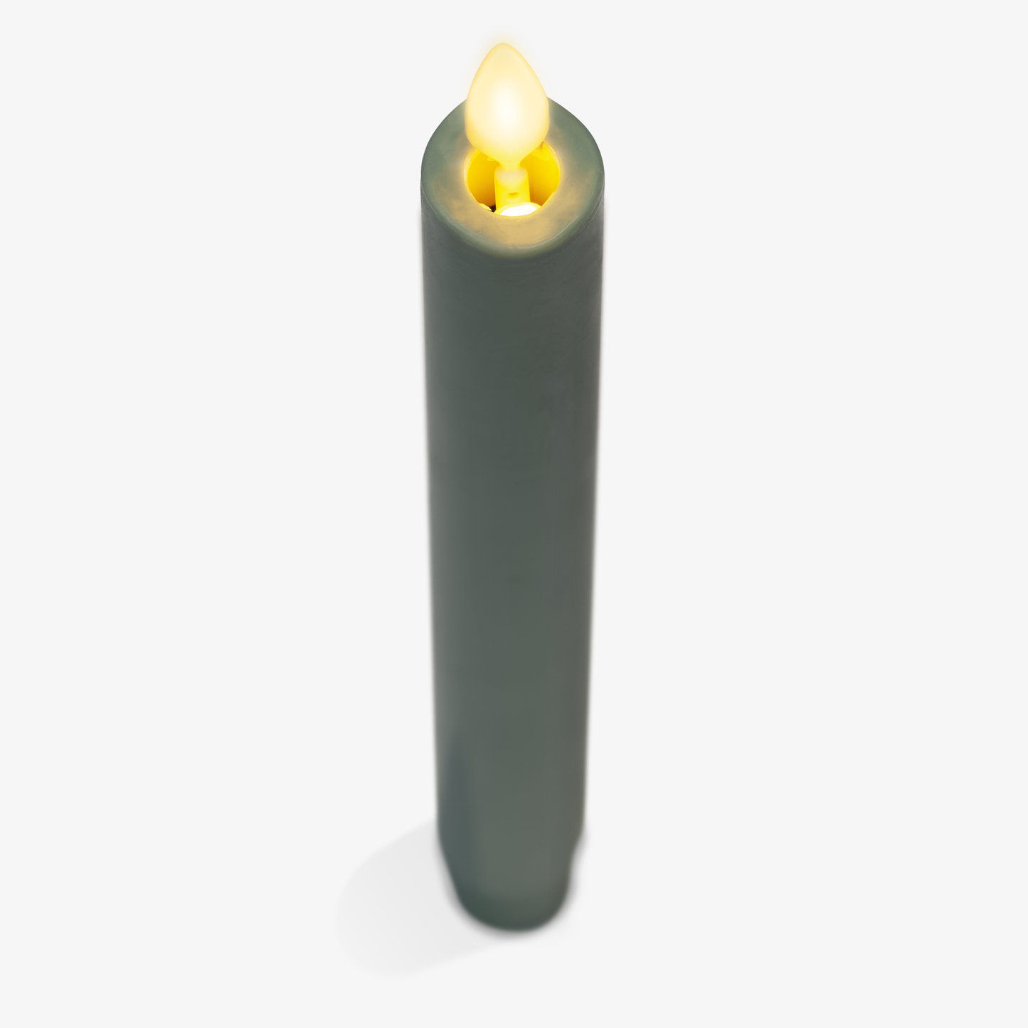 Iceberg Green Flameless Candle Tapers - Melted Top - 9.75" Height - Set of 2