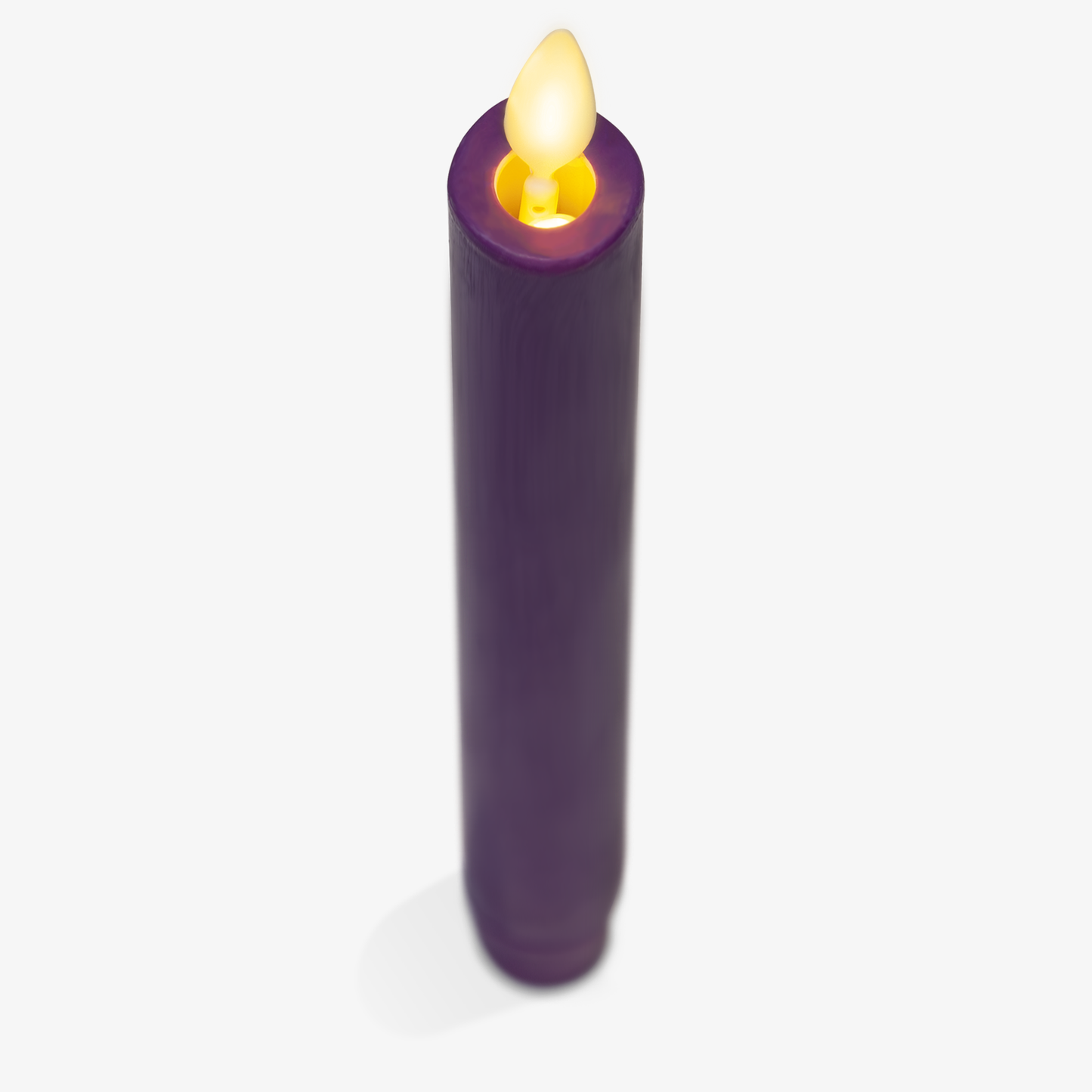 Purple Flameless Candle Tapers - Melted Top - 9.75" Height - Set of 2