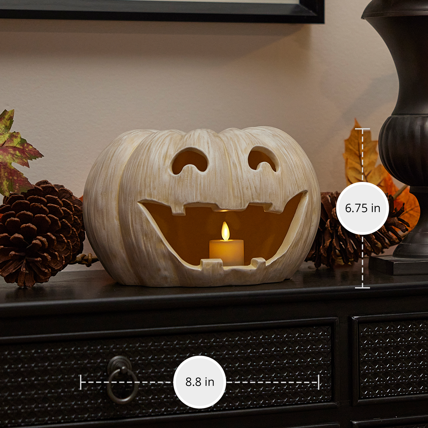 Perfectly Pale Jack-o'-lantern Pumpkin Tealight Holder