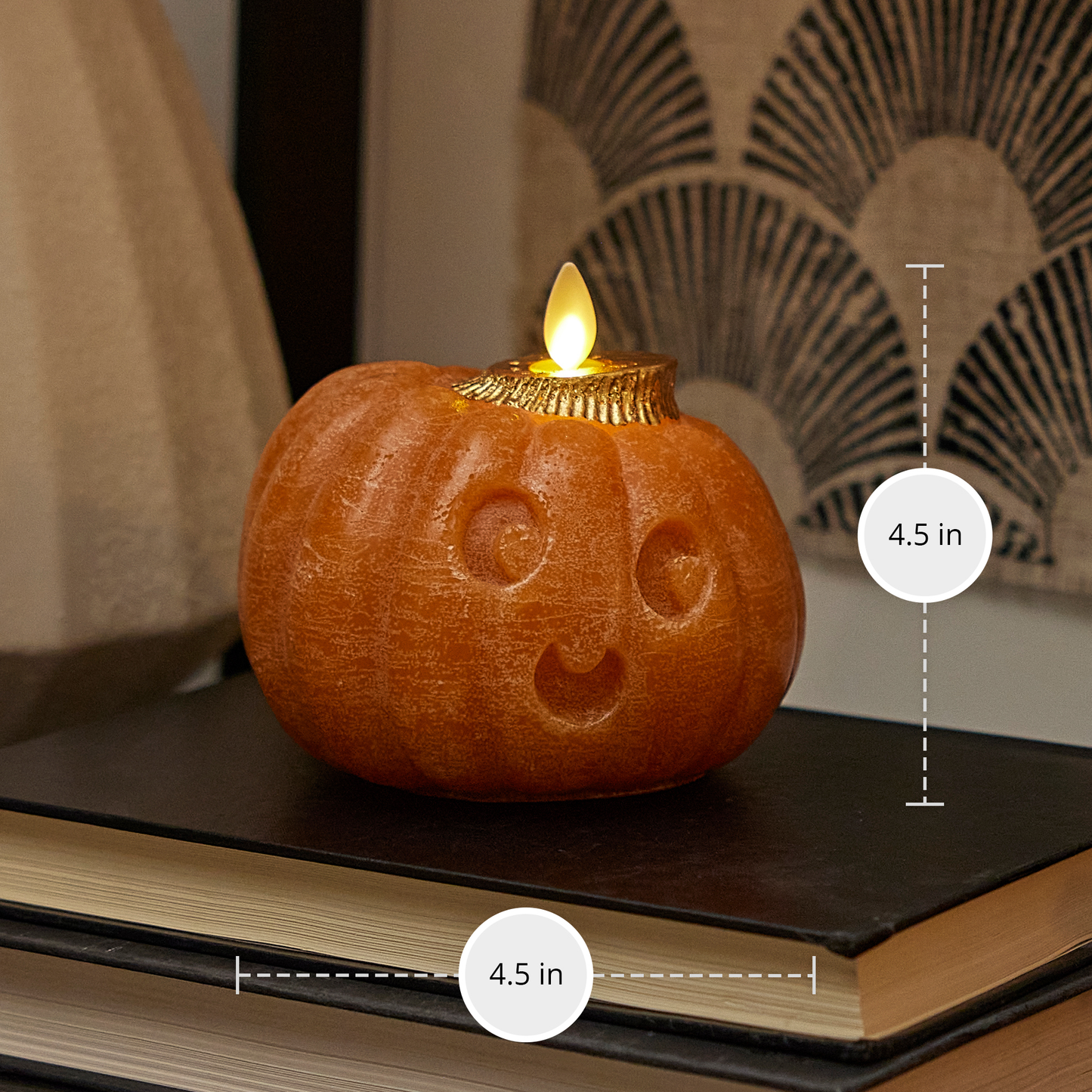 Chalky Orange Flameless Candle Cute Jack-o'-lantern Pumpkin
