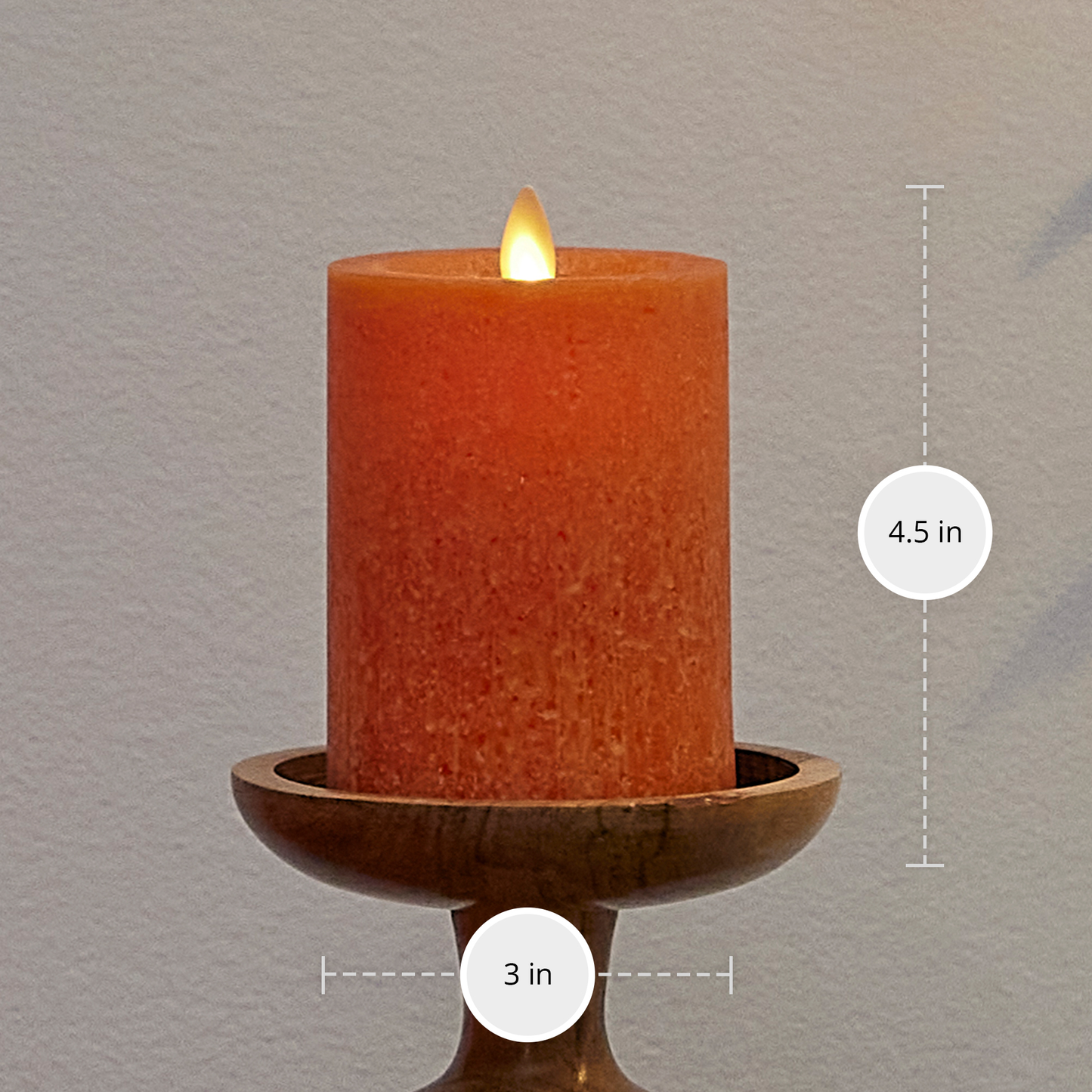 Harvest Pumpkin Seaglass Flameless Candle Pillar - Recessed Top