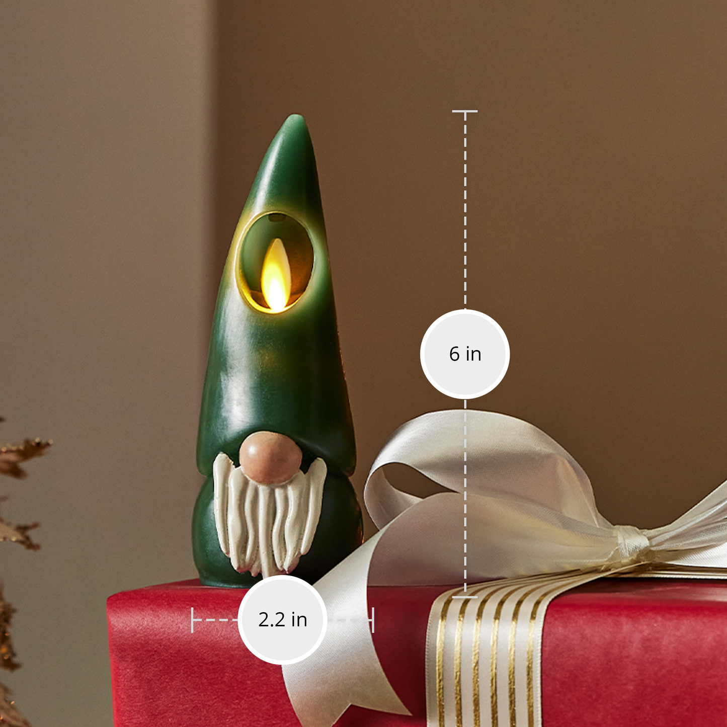Green Flameless Candle Gnome