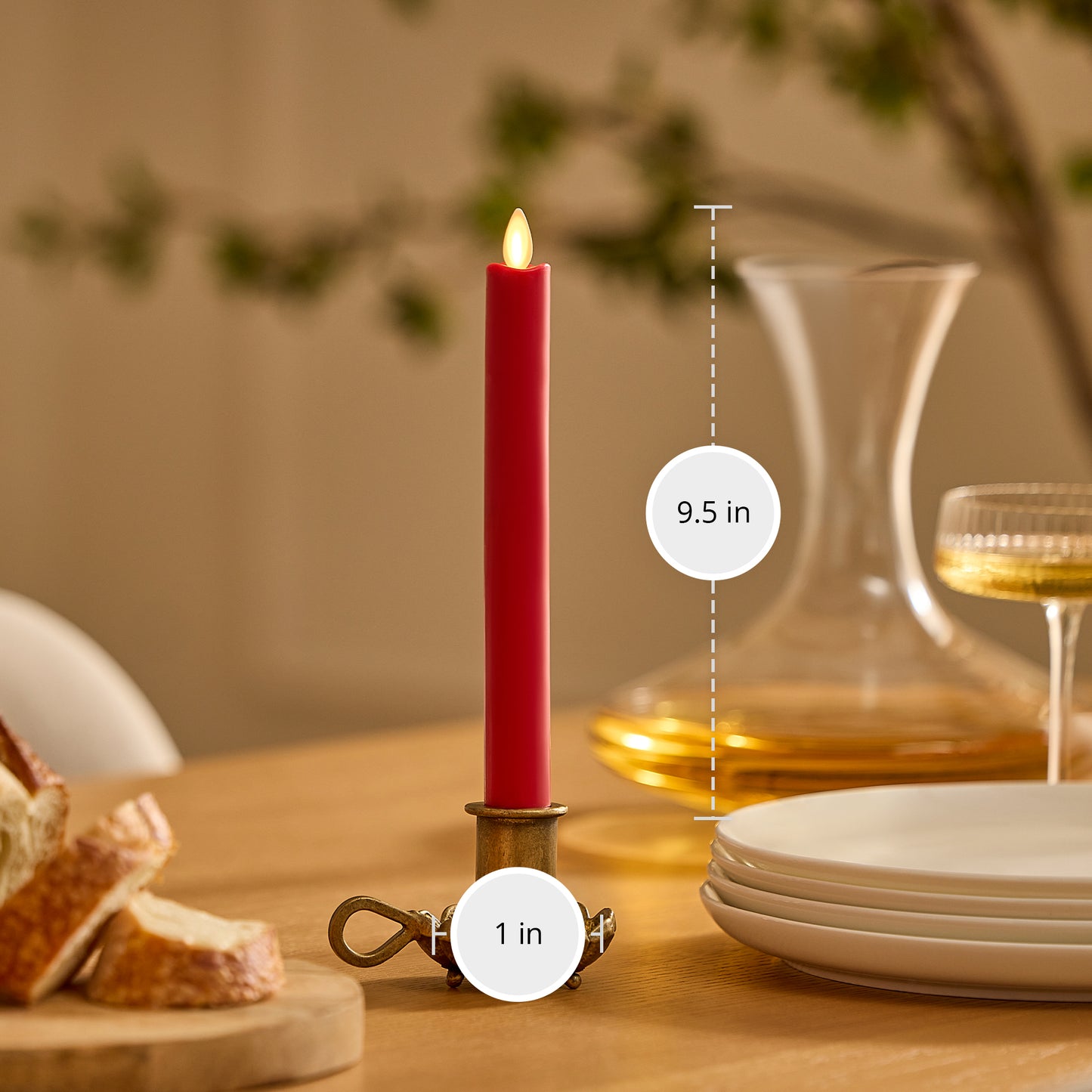 True Red Flameless Candle Taper