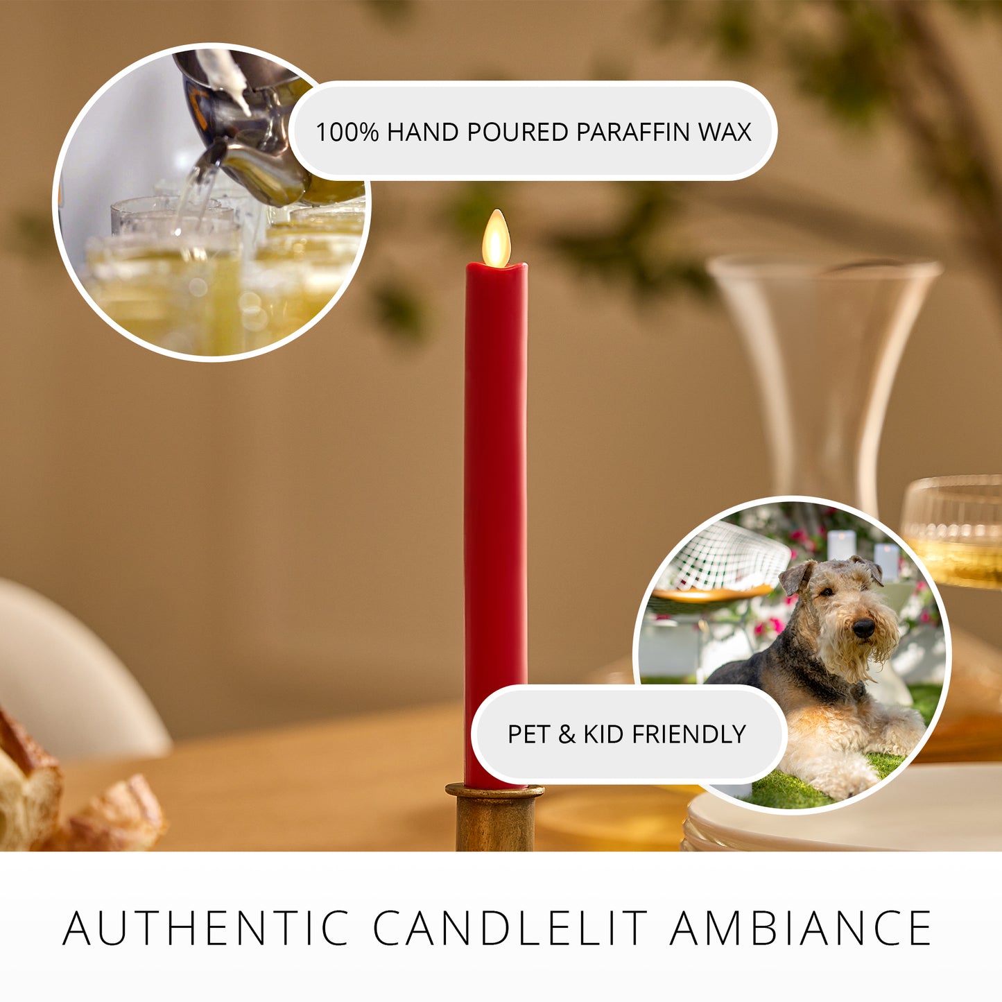 True Red Flameless Candle Taper