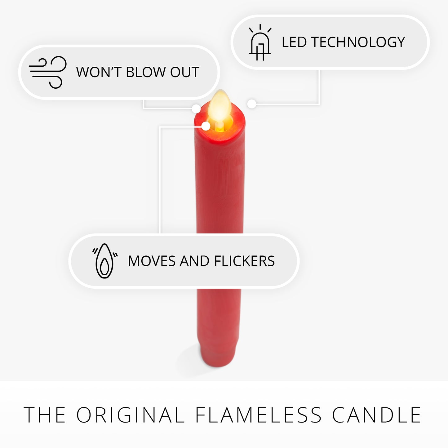 True Red Flameless Candle Taper