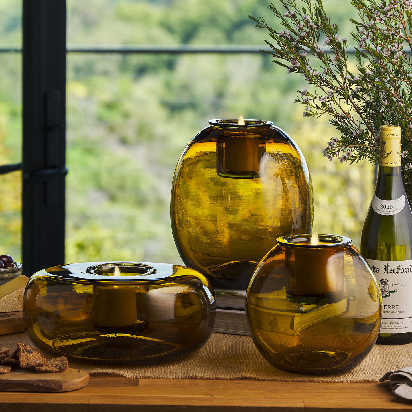 Round Glass Decorative Candle Holder with Outdoor Votive