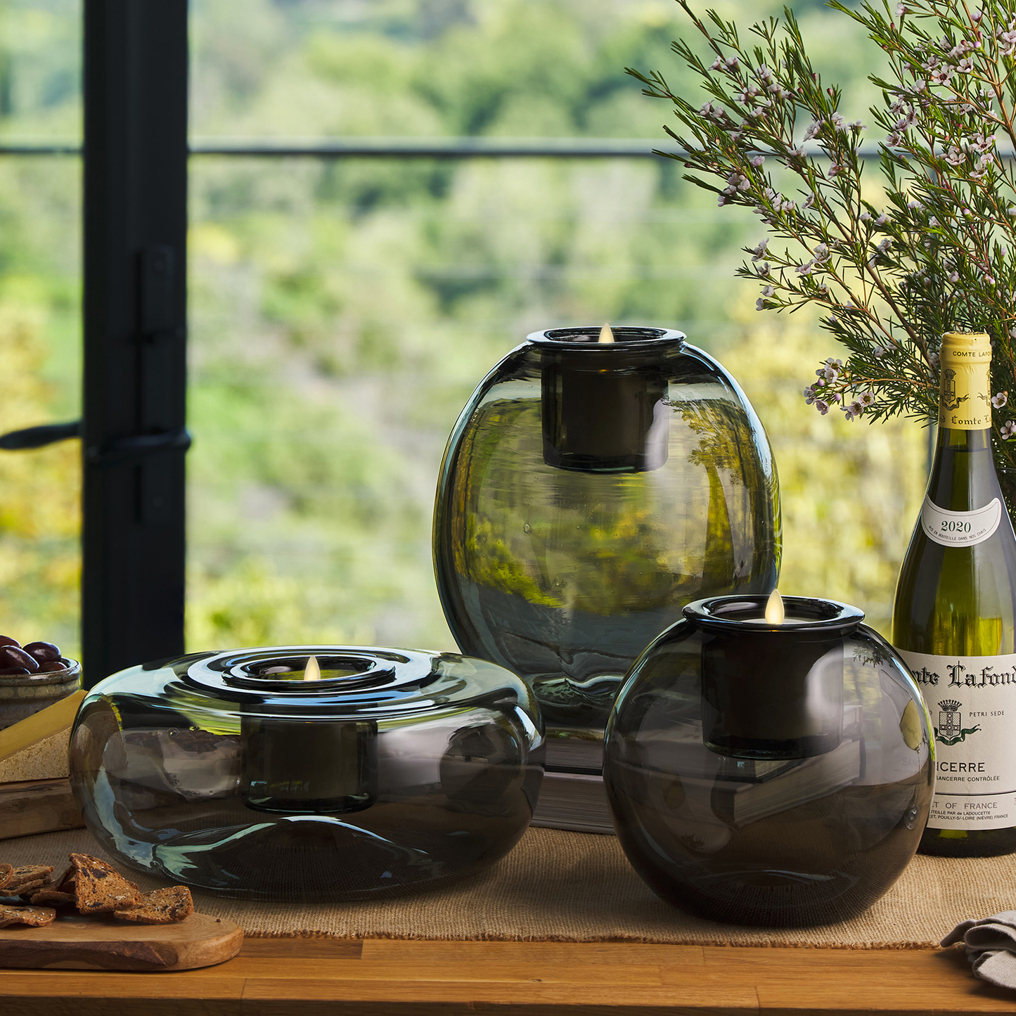 Round Glass Decorative Candle Holder with Outdoor Votive