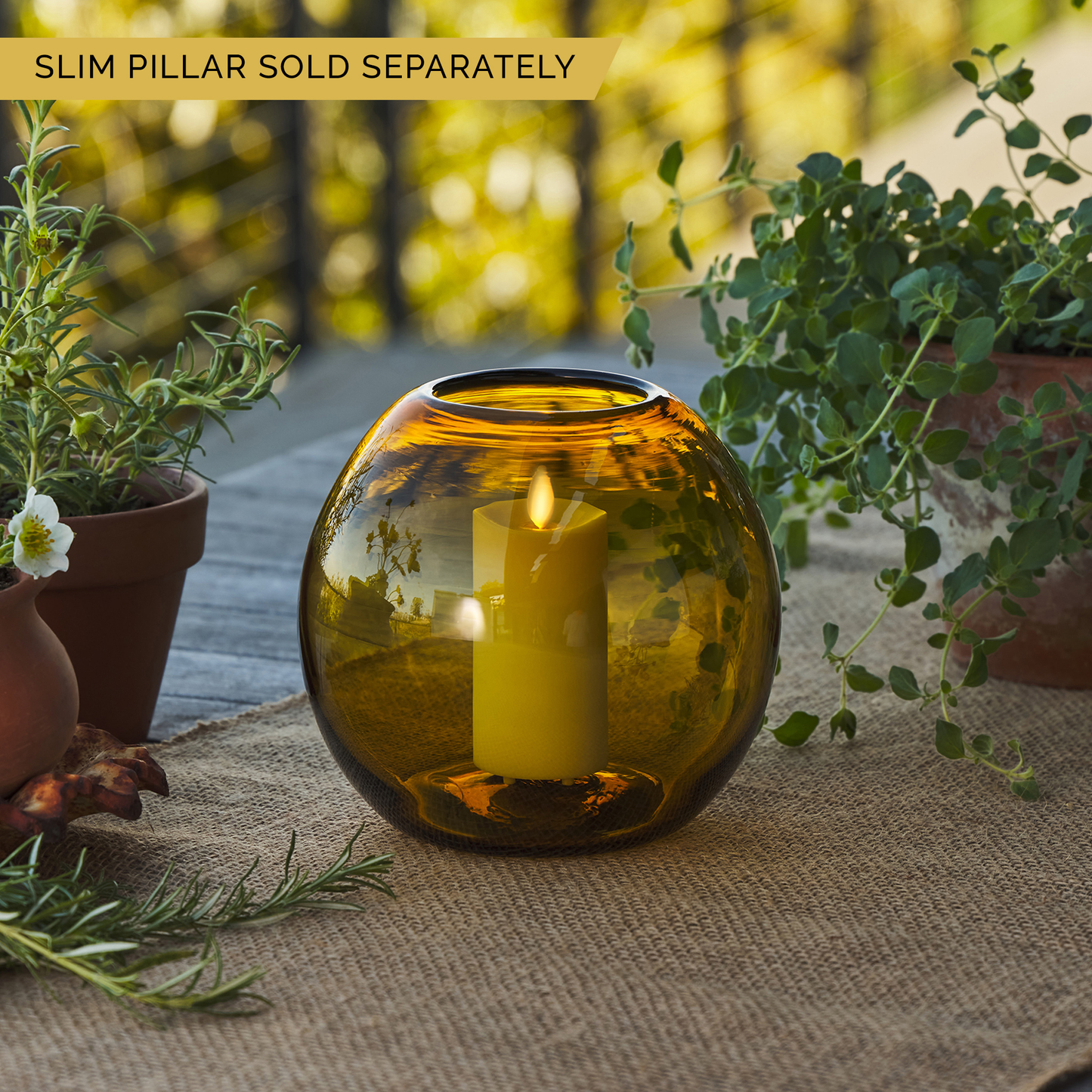 Round Glass Decorative Candle Holder with Outdoor Votive