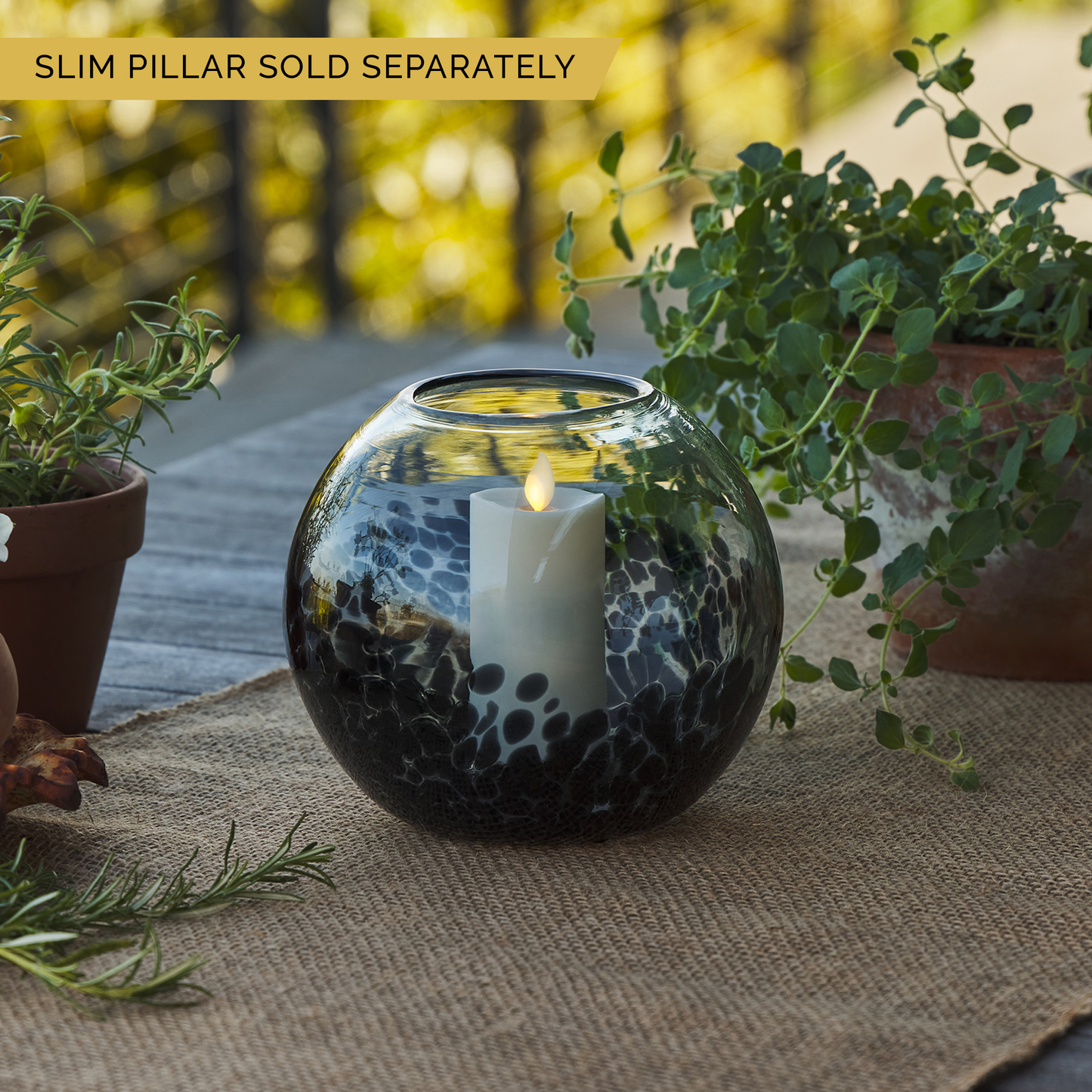 Round Glass Decorative Candle Holder with Outdoor Votive