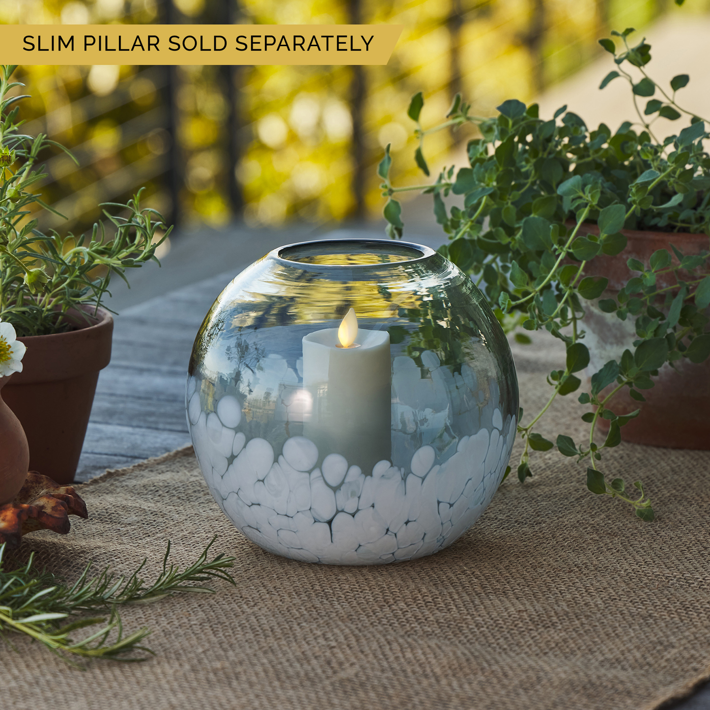 Round Glass Decorative Candle Holder with Outdoor Votive