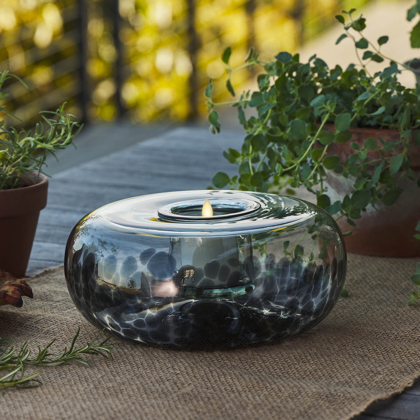 Tubular Glass Decorative Candle Holder with Outdoor Votive