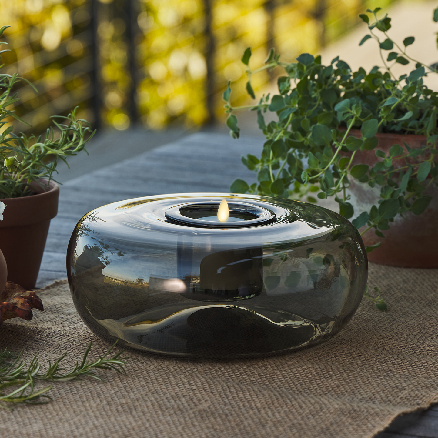 Tubular Glass Decorative Candle Holder with Outdoor Votive