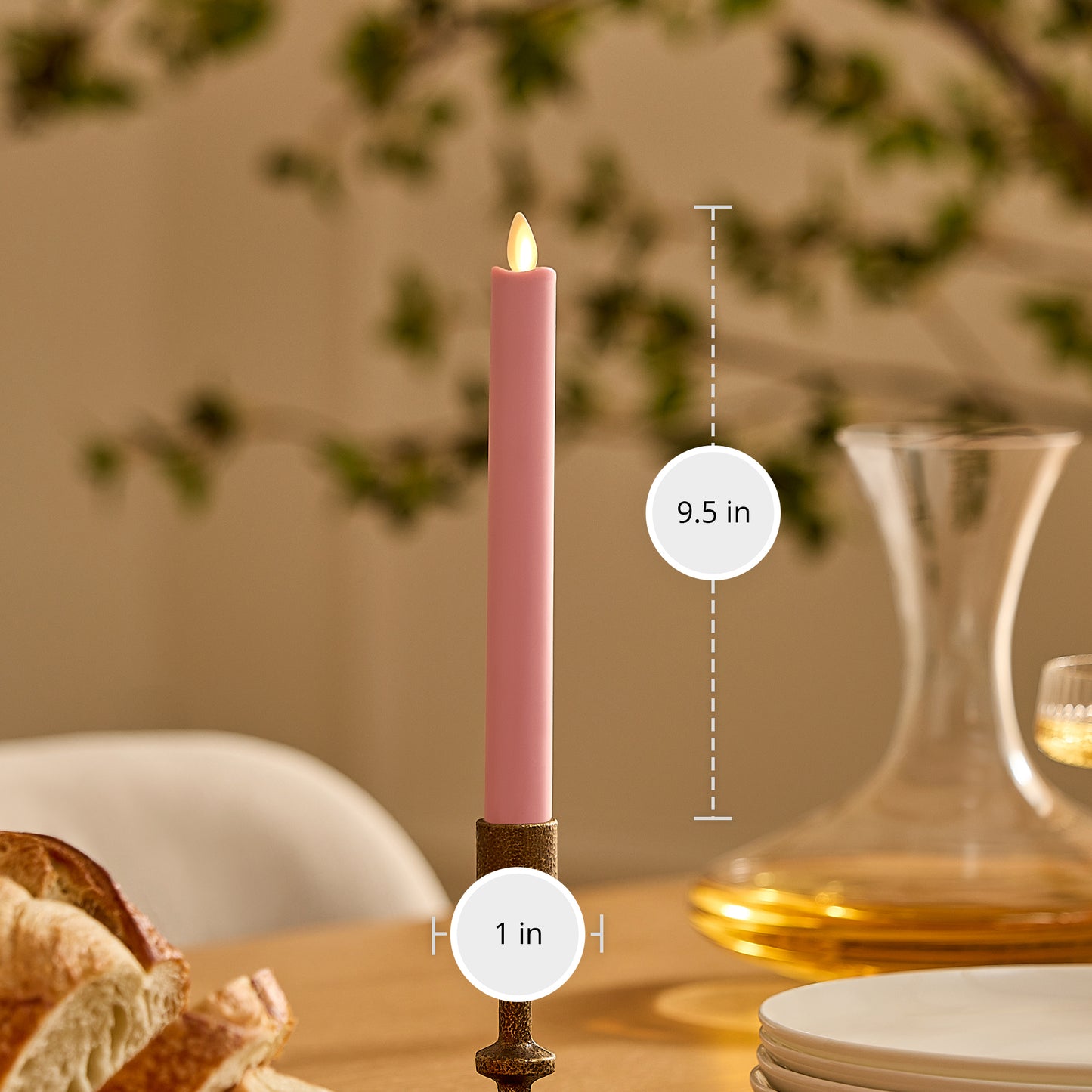 Saga Rose Flameless Candle Taper