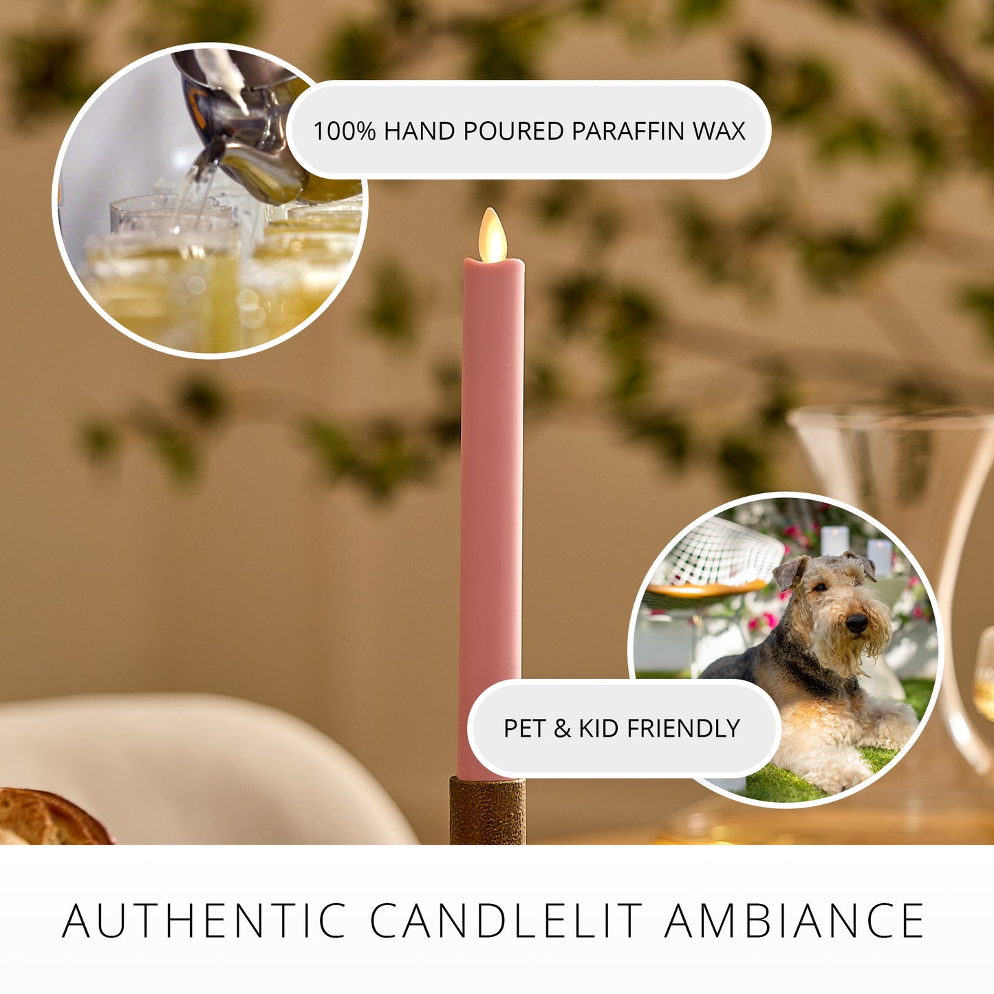 Saga Rose Flameless Candle Taper