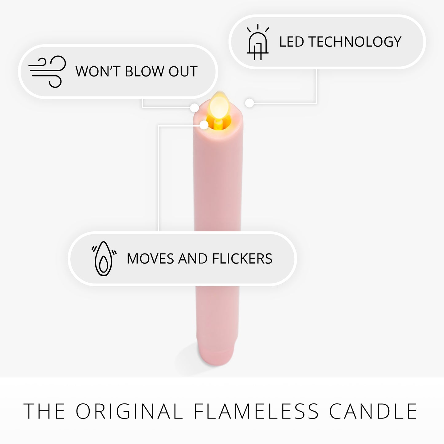 Saga Rose Flameless Candle Taper