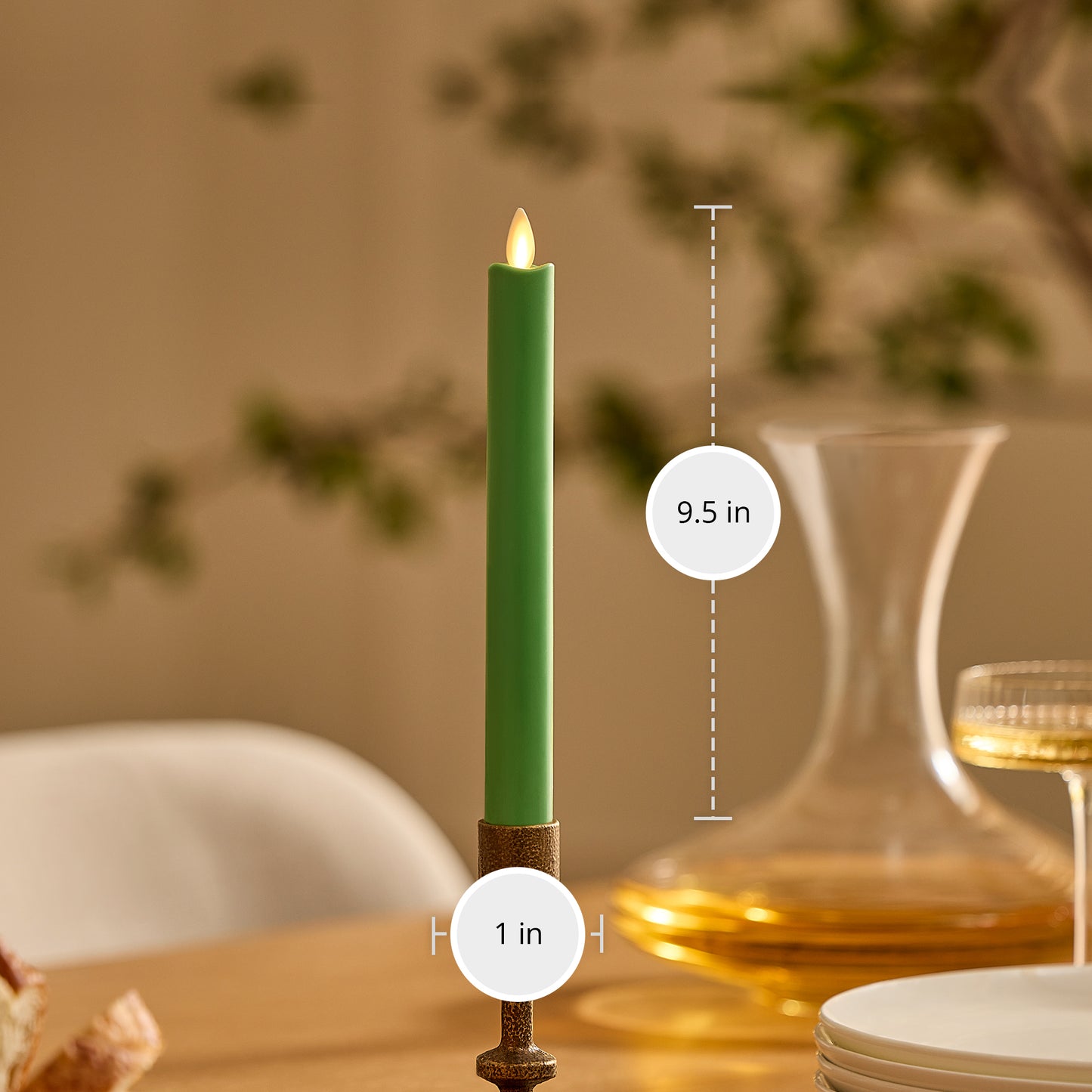 Vibrant Green Flameless Candle Taper